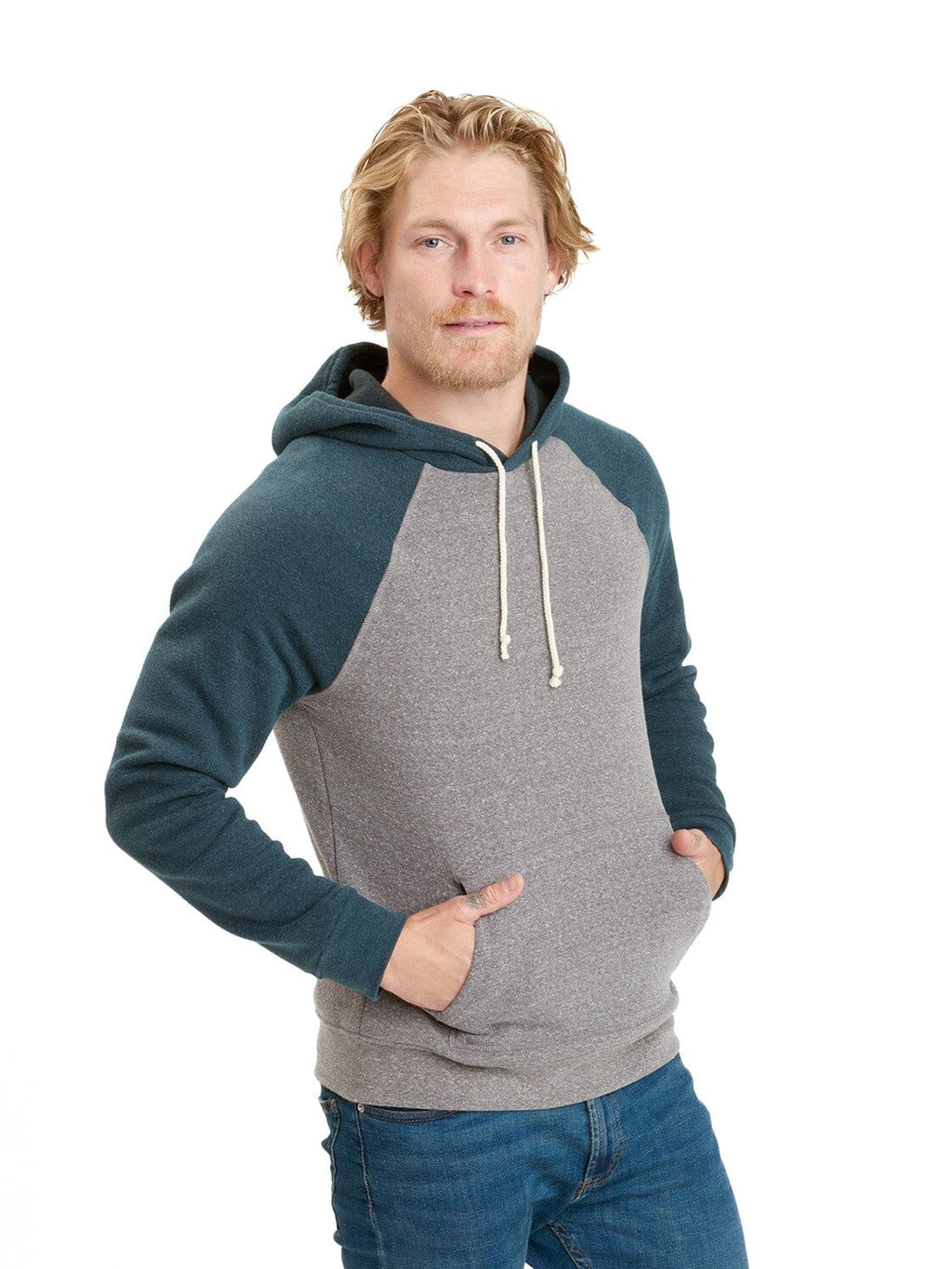 Men's Colorblock Raglan Triblend Pullover Hoodie