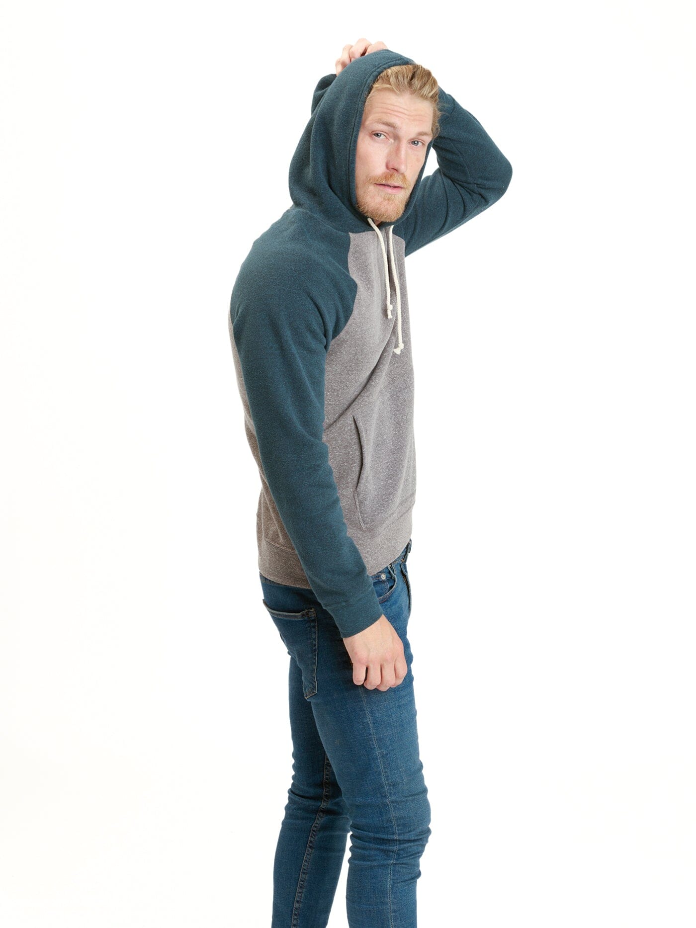 Men's Colorblock Raglan Triblend Pullover Hoodie