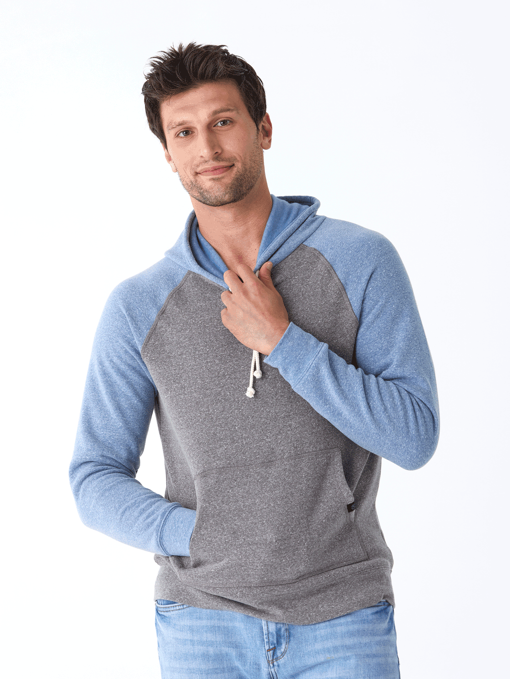 Colorblock Raglan Hoodie in Triblend Fleece