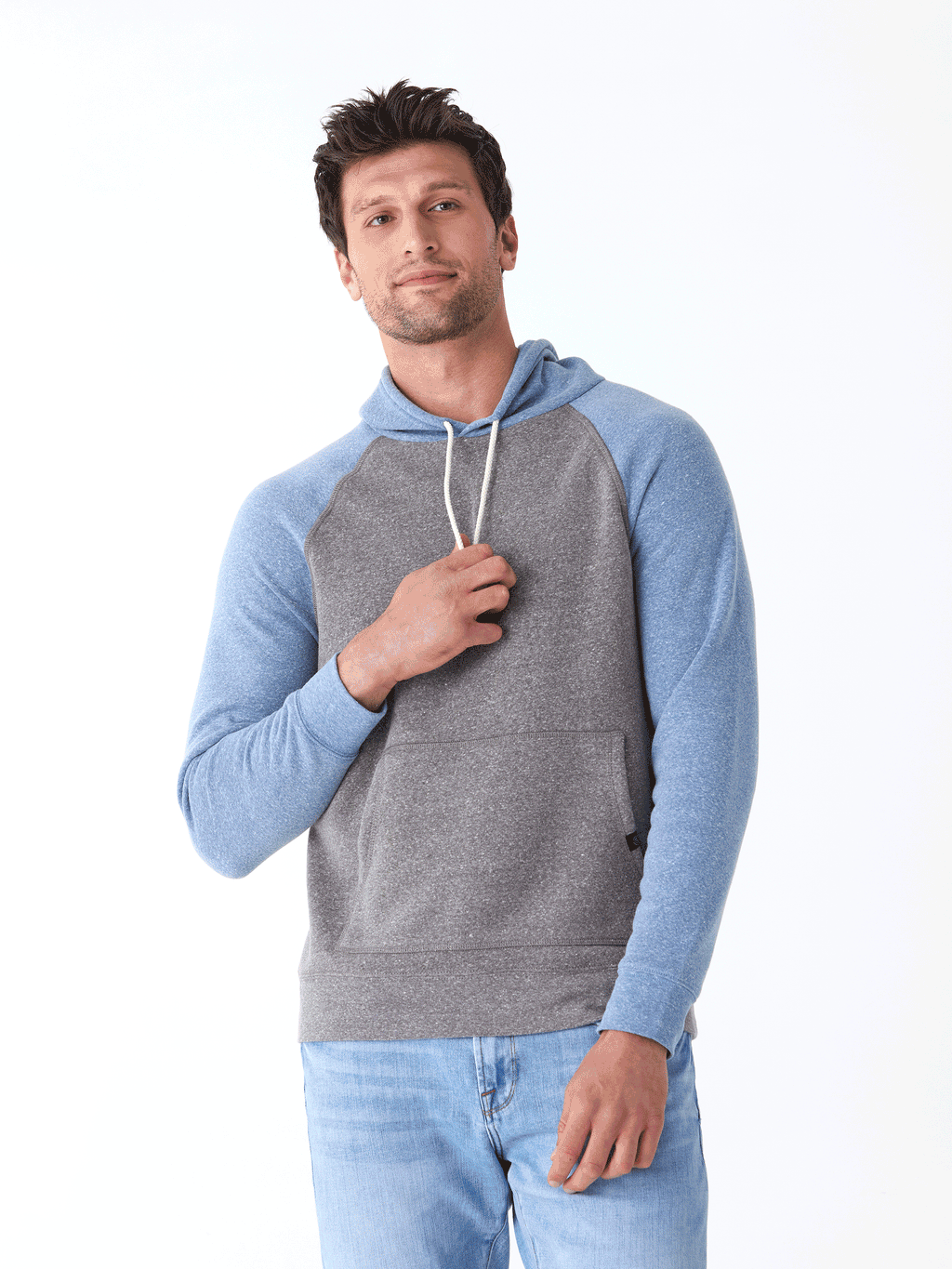 Colorblock Raglan Hoodie in Triblend Fleece