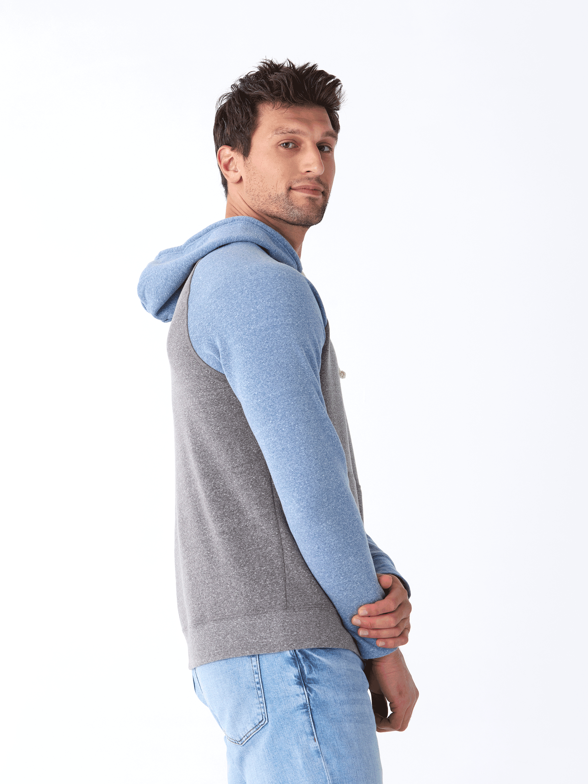Colorblock Raglan Hoodie in Triblend Fleece