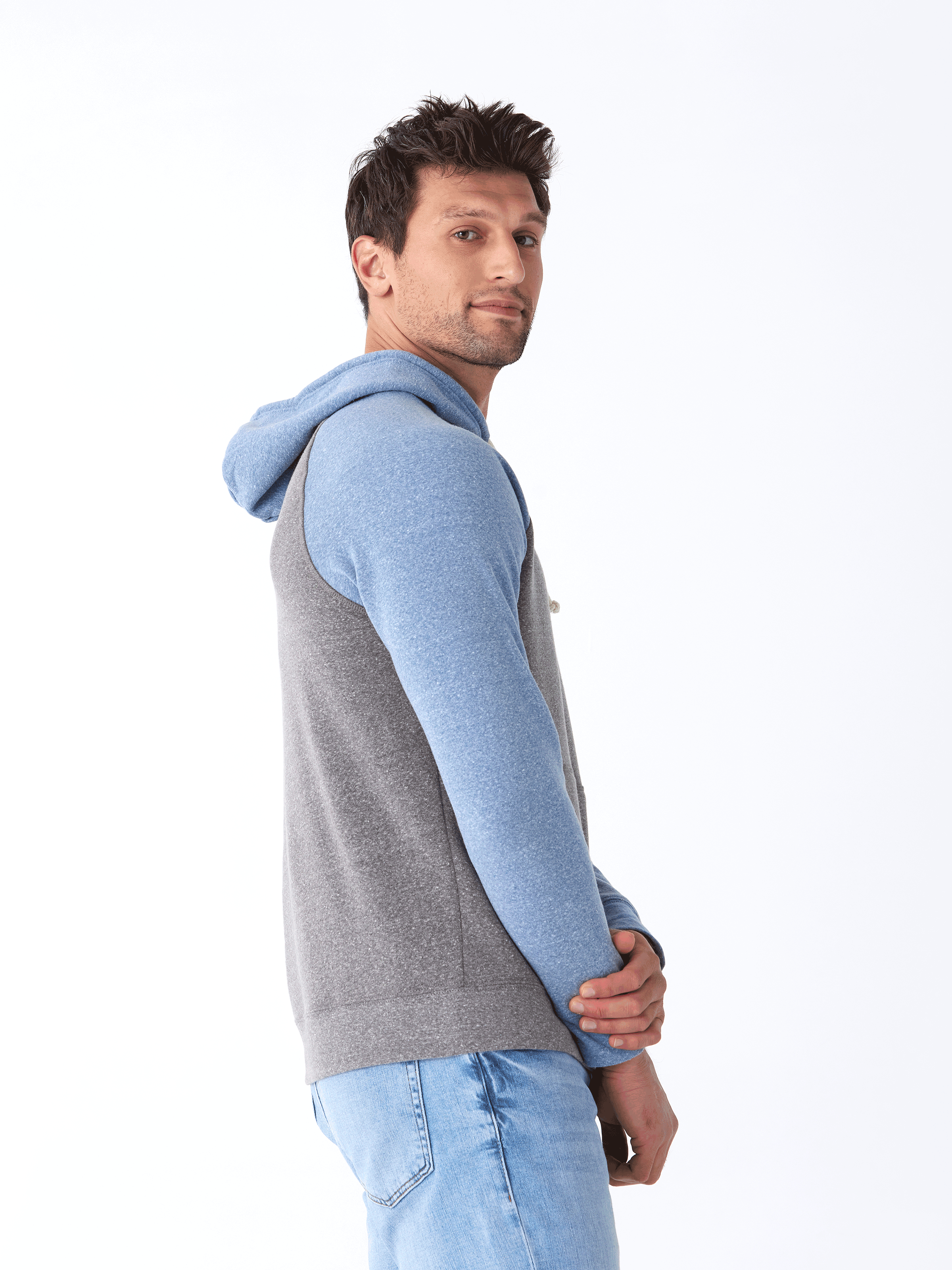 Colorblock Raglan Hoodie in Triblend Fleece