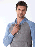 Triblend Fleece Colorblock Raglan Hoodie featuring raglan sleeves and a colorblock design