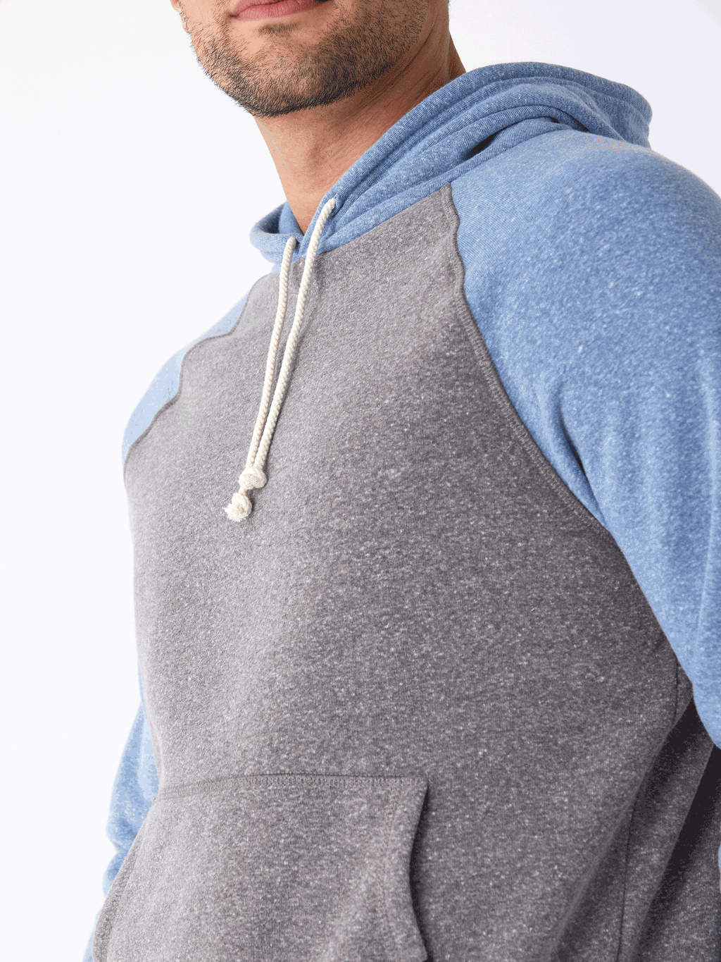 Colorblock Raglan Hoodie in Triblend Fleece