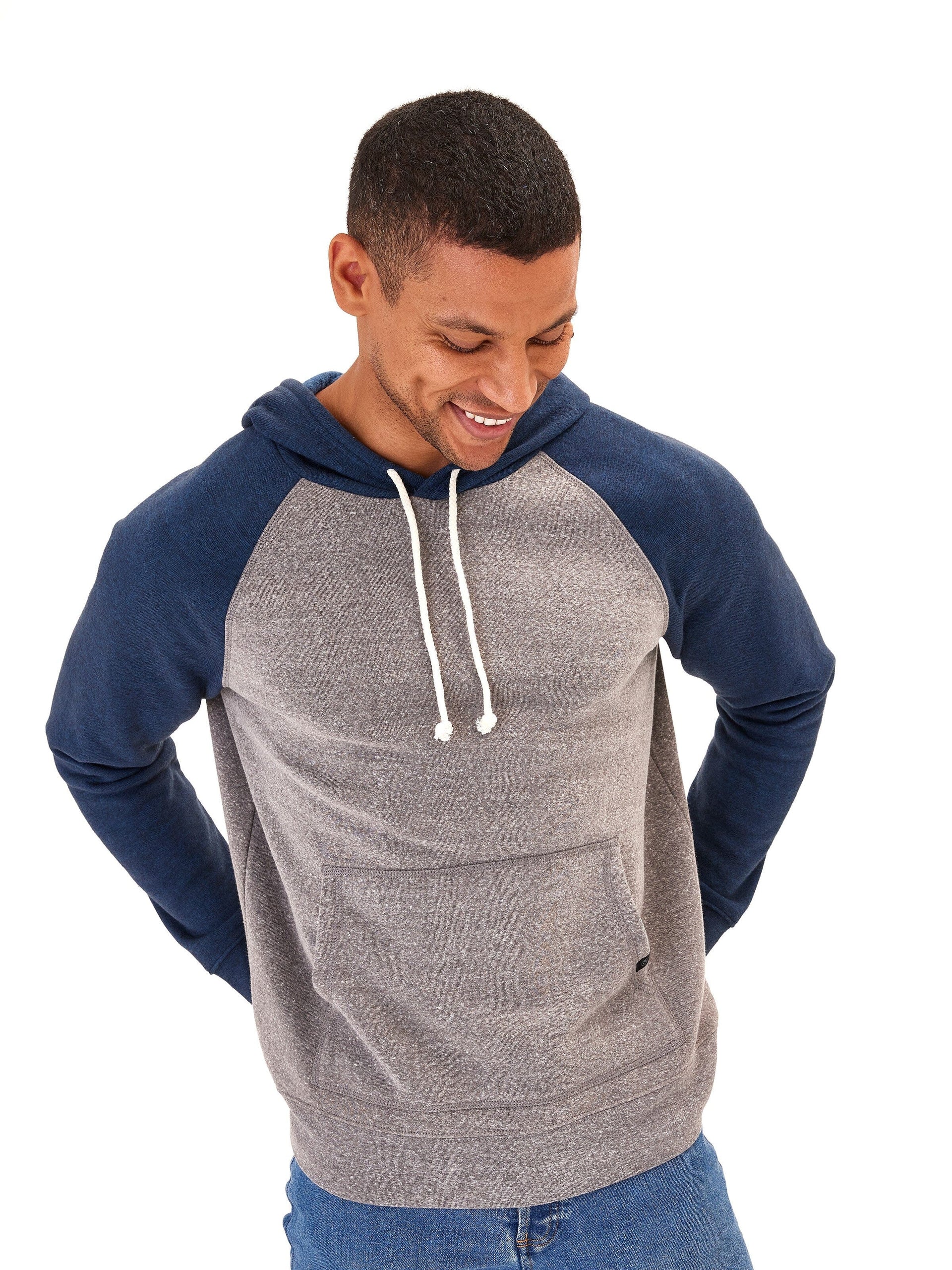 Colorblock Raglan Triblend Pullover Hoodie for Men