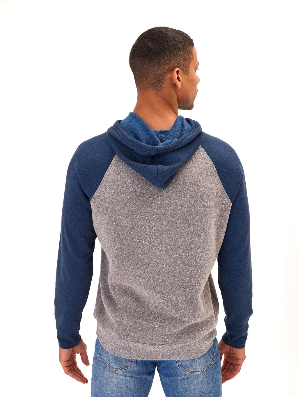 Colorblock Raglan Triblend Pullover Hoodie for Men