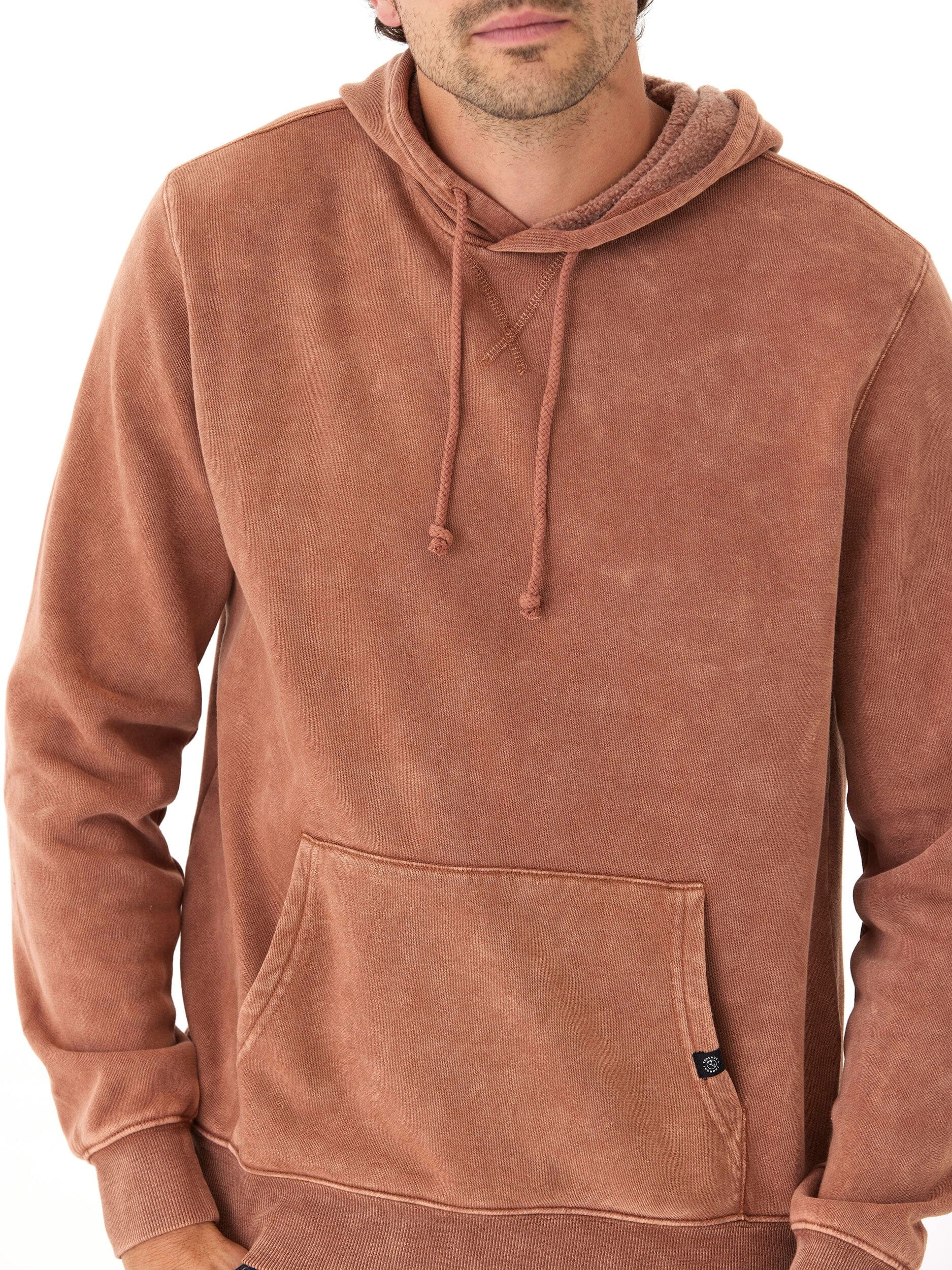 Mineral Wash Pullover Fleece Hoodie in a classic fit featuring a unique textured wash finish.