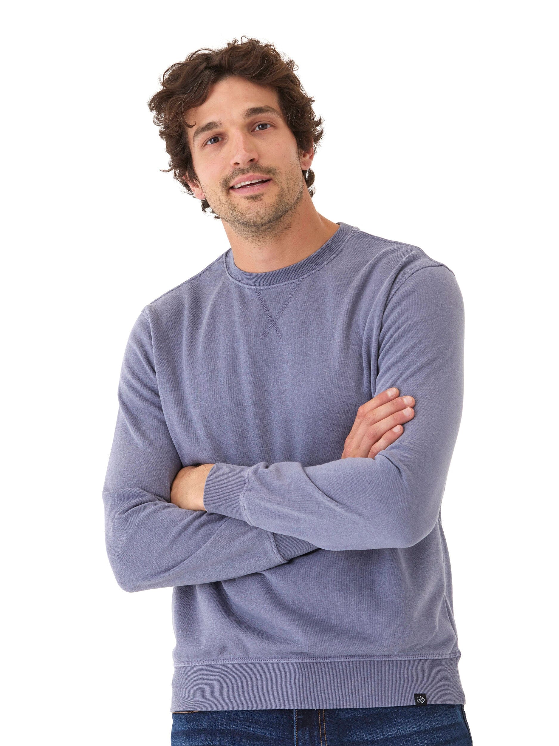 Mineral Wash Fleece Crew Neck Pullover Sweater