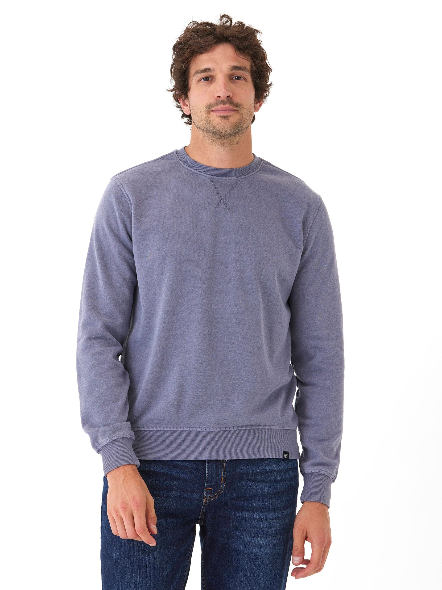 Mineral Wash Fleece Crew Neck Pullover Sweater