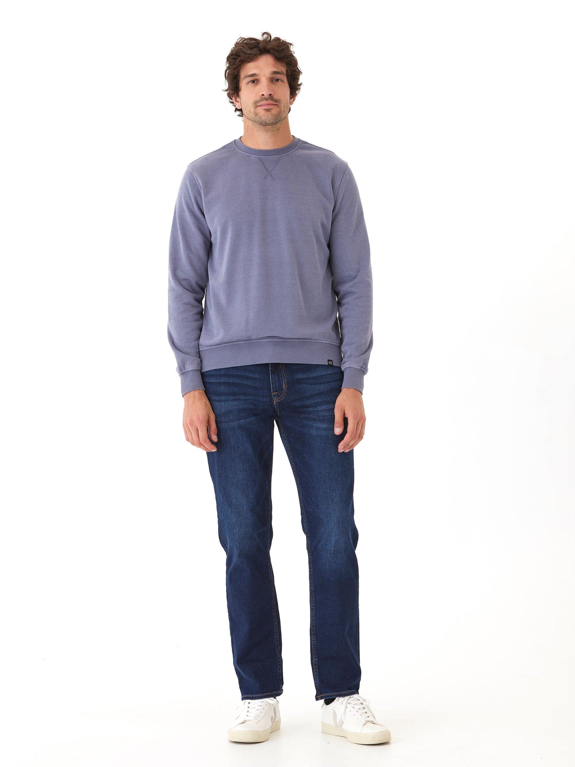 Mineral Wash Fleece Crew Neck Pullover Sweater