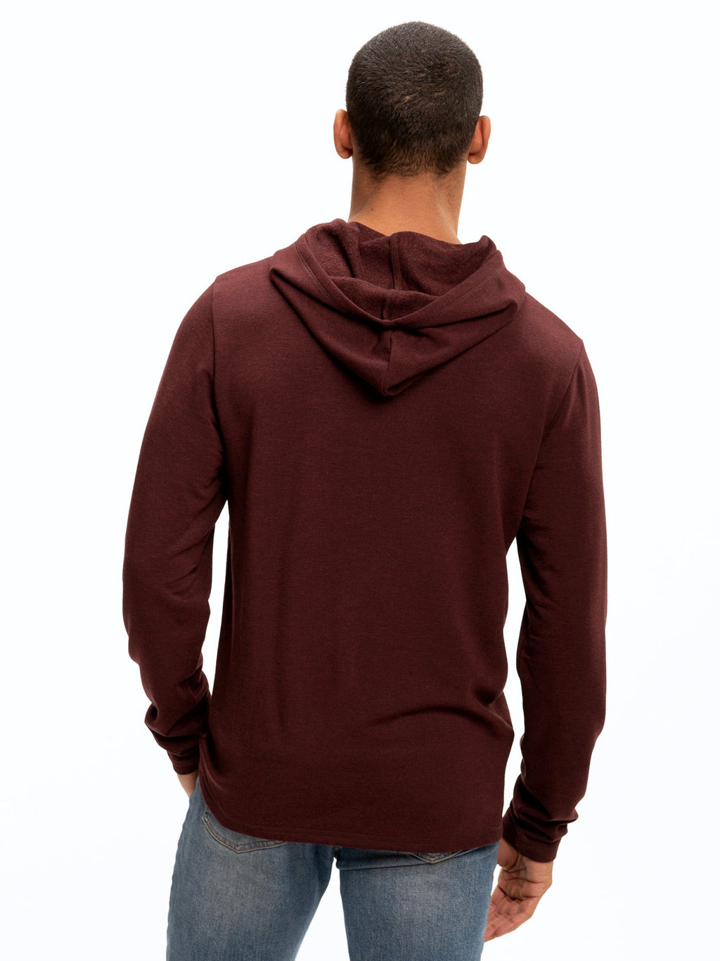 Men's Core Feather Fleece Hoodie in Maroon and Burgundy