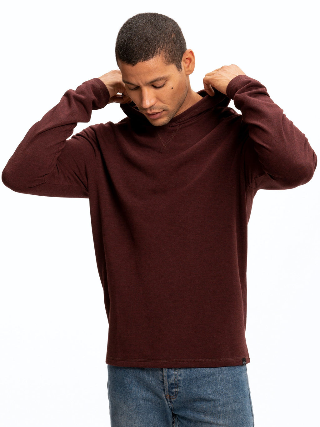 Men's Core Feather Fleece Hoodie in Maroon and Burgundy