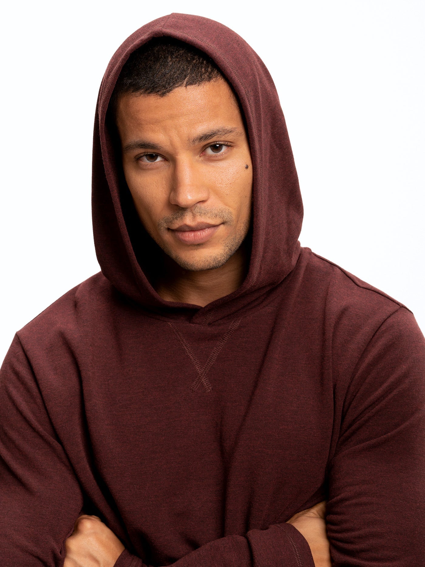 Men's Core Feather Fleece Hoodie in Maroon and Burgundy