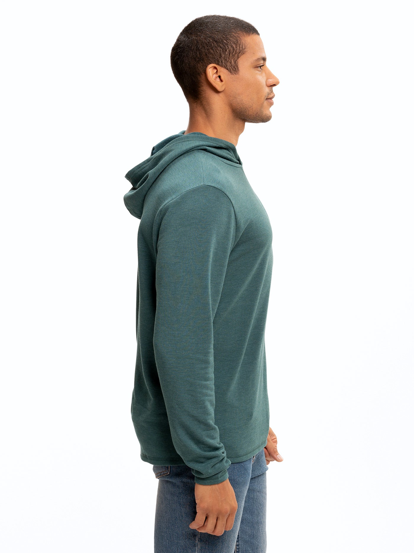 Men's Core Feather Fleece Hoodie in Teal and Forest Green