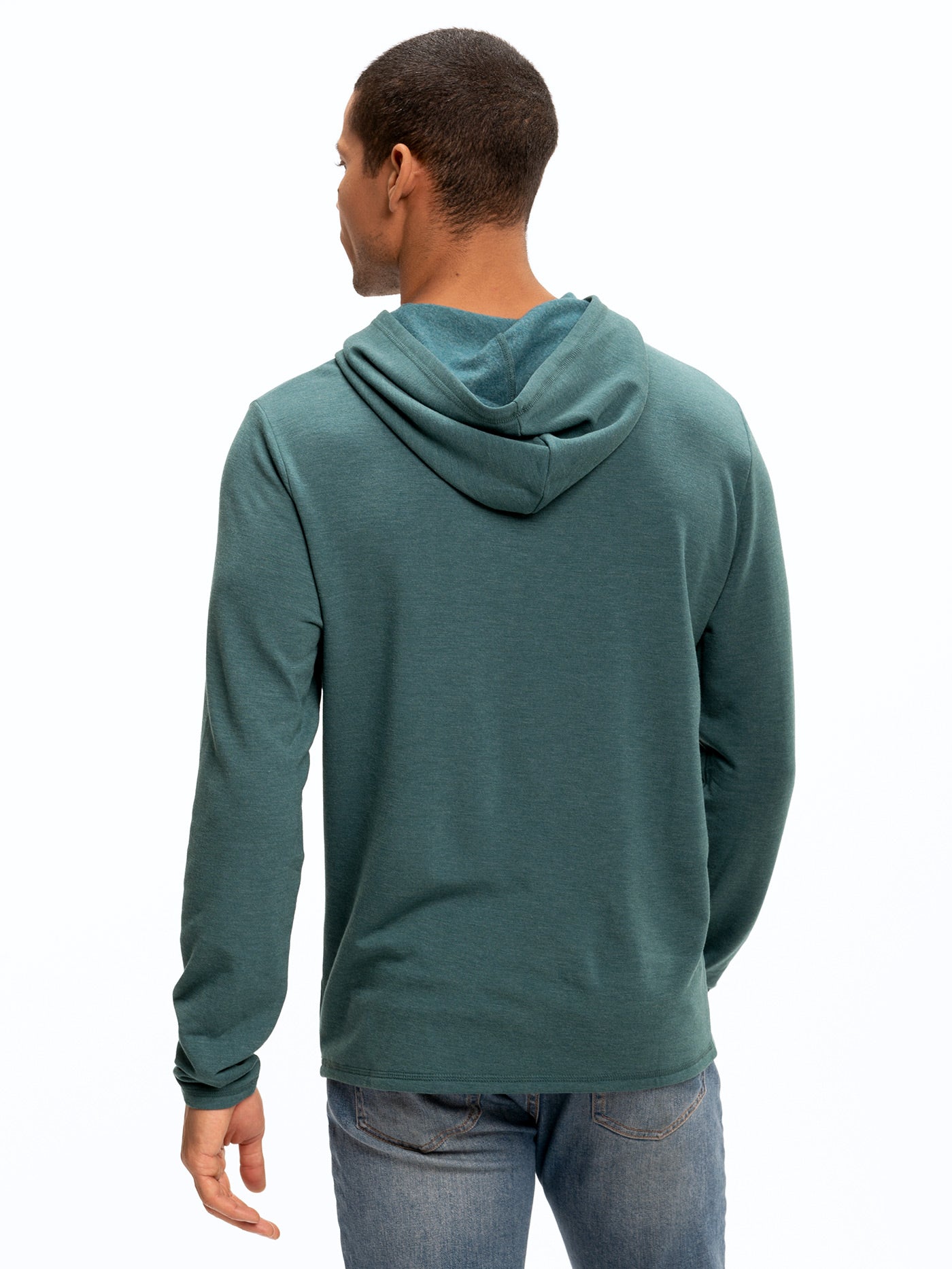 Men's Core Feather Fleece Hoodie in Teal and Forest Green