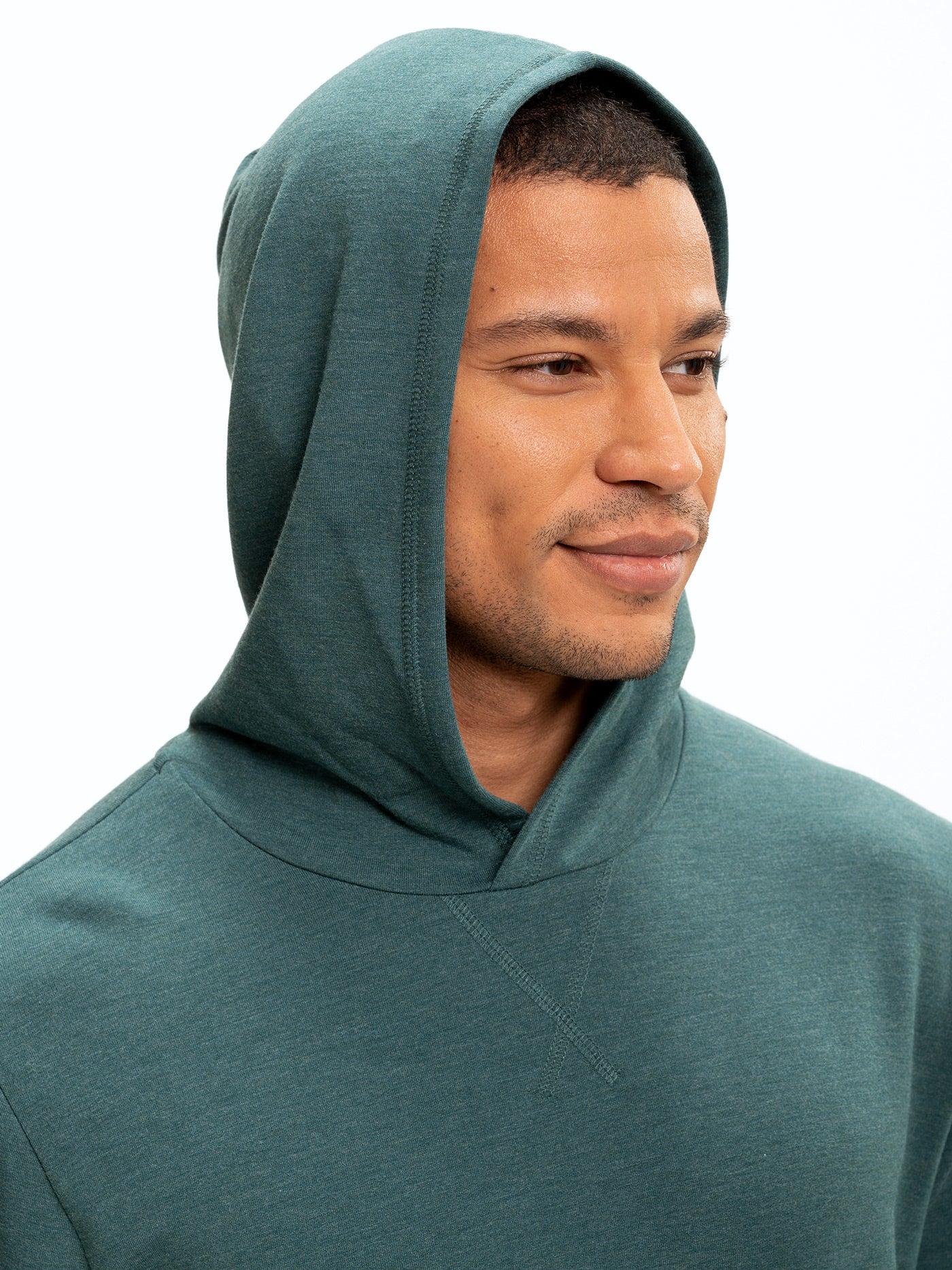 Men's Core Feather Fleece Hoodie in Teal and Forest Green