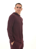 Close up of Men's Core Feather Fleece Hoodie in a relaxed fit