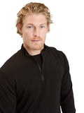 Men's Kace feather fleece quarter zip mock neck sweatshirt in solid black