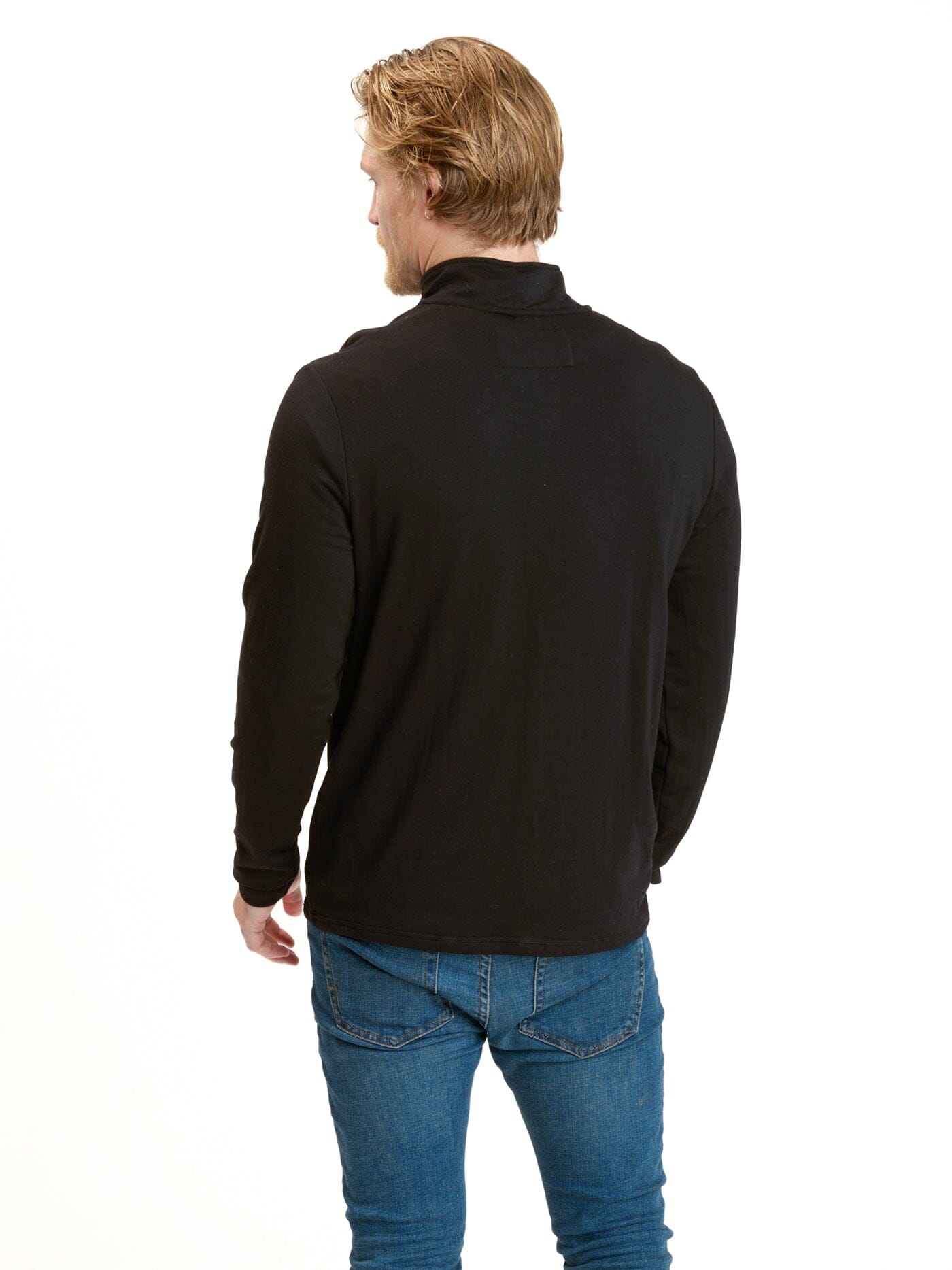 Kace Feather Fleece Quarter Zip Mock Neck in Black