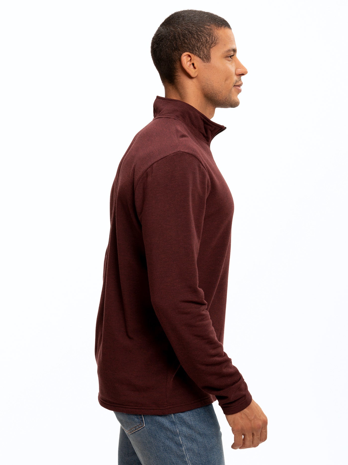Men's Feather Fleece Quarter Zip Pullover in Burgundy
