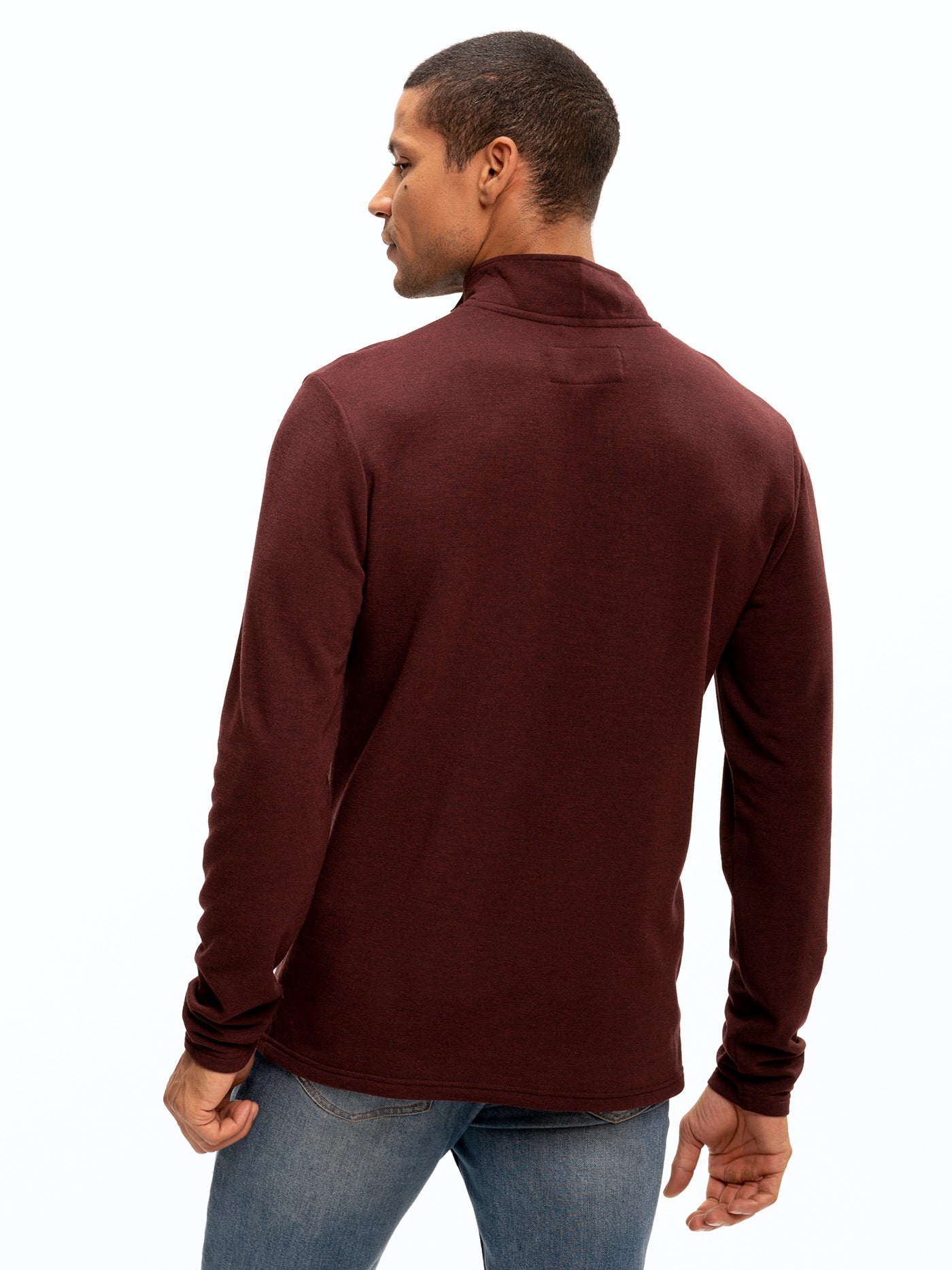 Men's Feather Fleece Quarter Zip Pullover in Burgundy