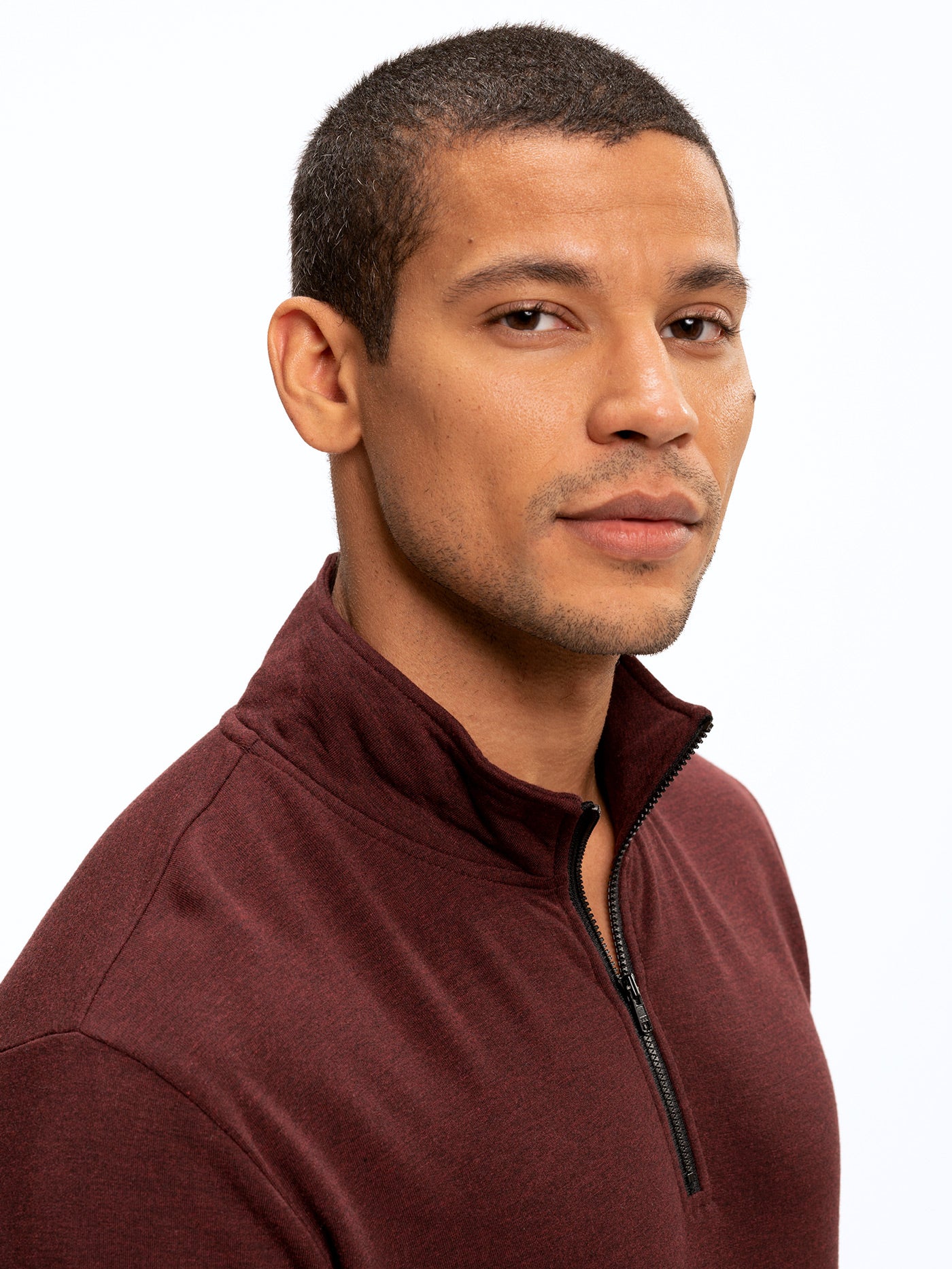 Men's Feather Fleece Quarter Zip Pullover in Burgundy
