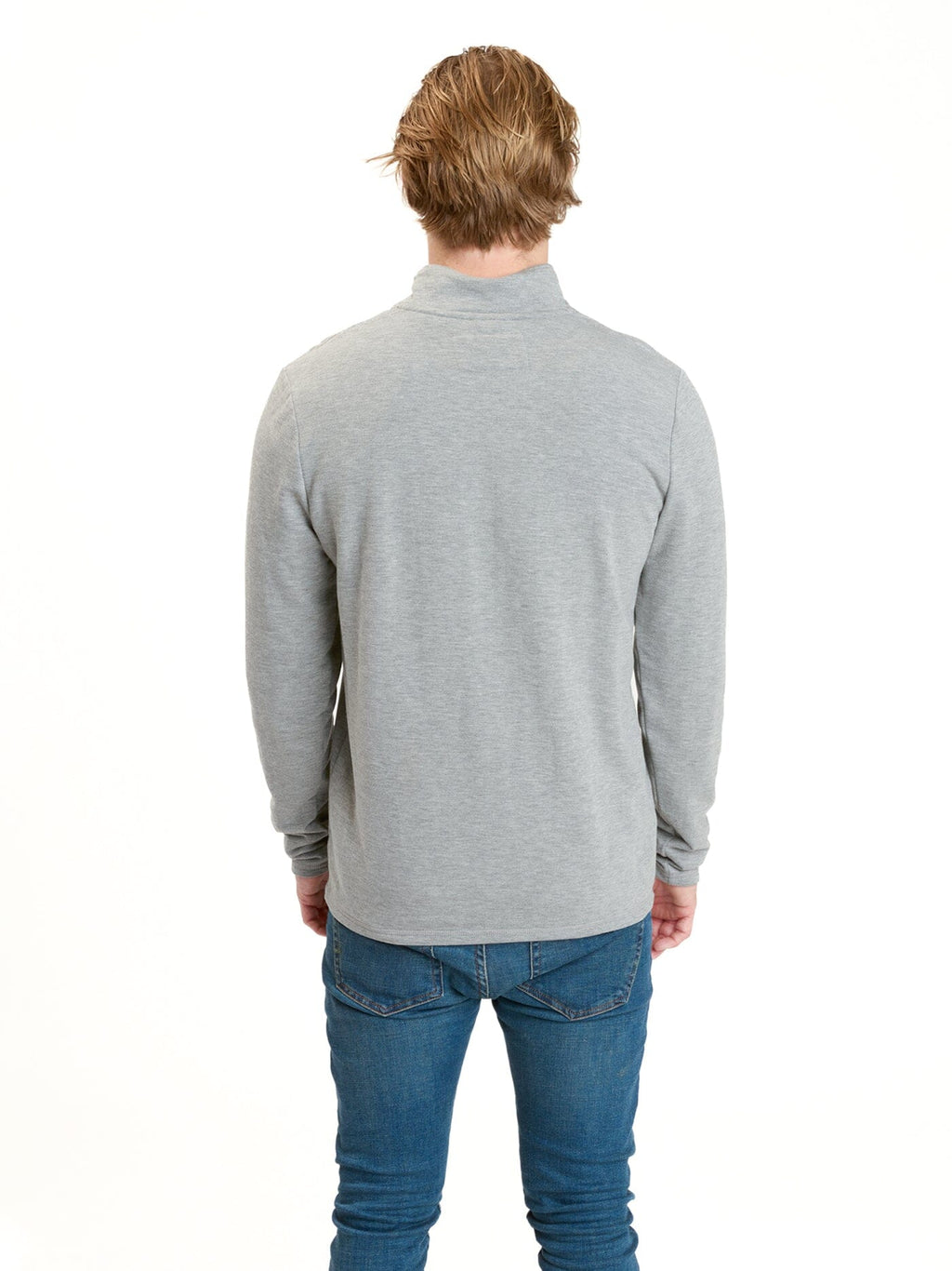 Men's Feather Fleece Quarter Zip Pullover in Heather Grey