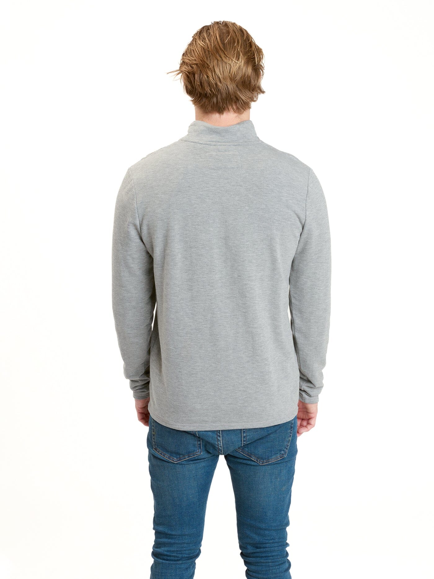 Men's Feather Fleece Quarter Zip Pullover in Heather Grey