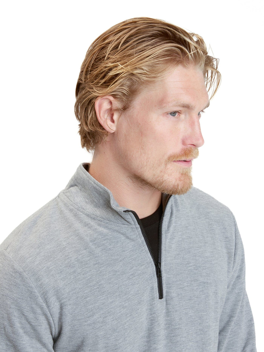 Men's Feather Fleece Quarter Zip Pullover in Heather Grey