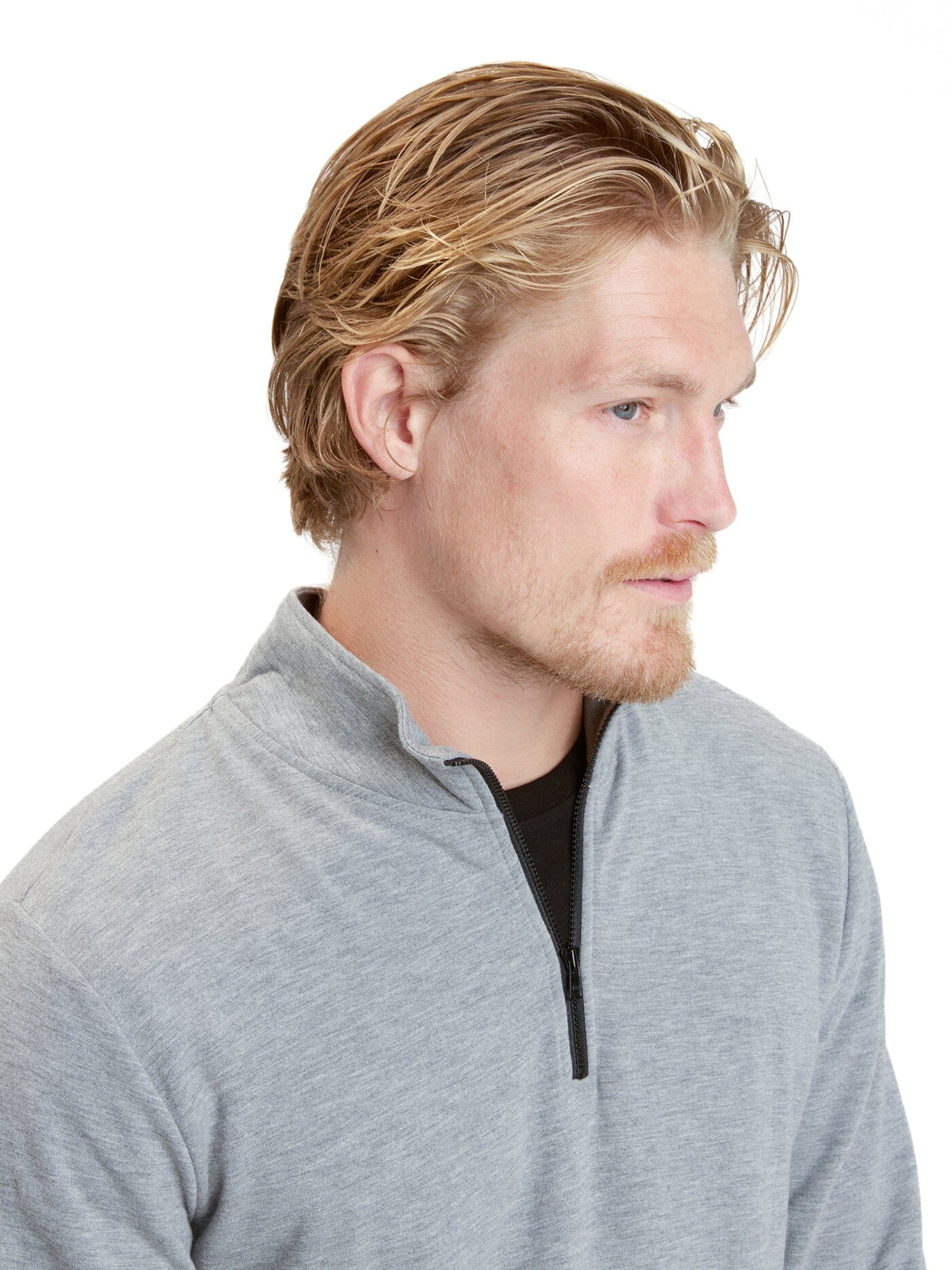 Men's Feather Fleece Quarter Zip Pullover in Heather Grey