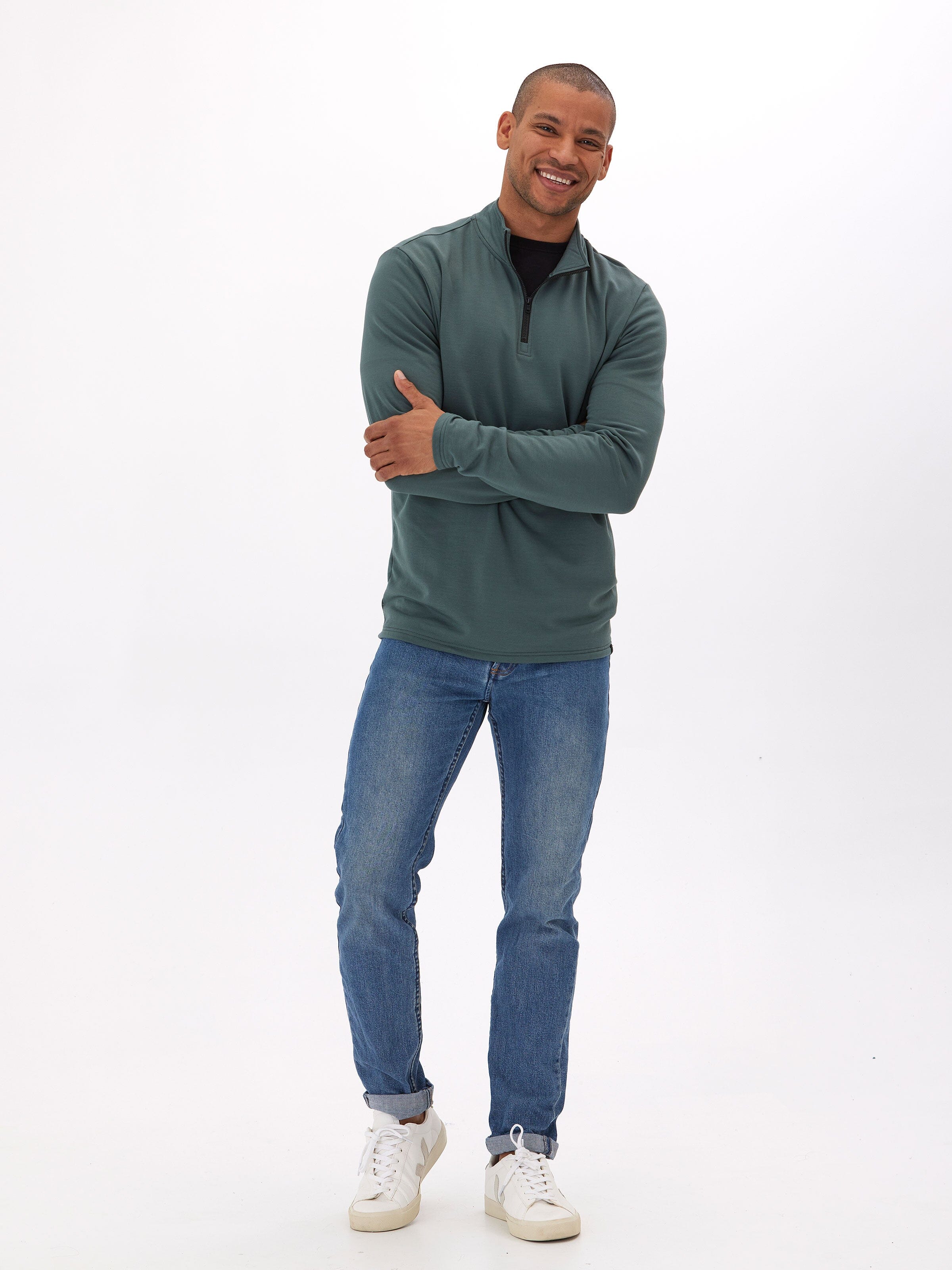 Kace Modal Fleece Quarter Zip Mock Neck Sweatshirt for Men