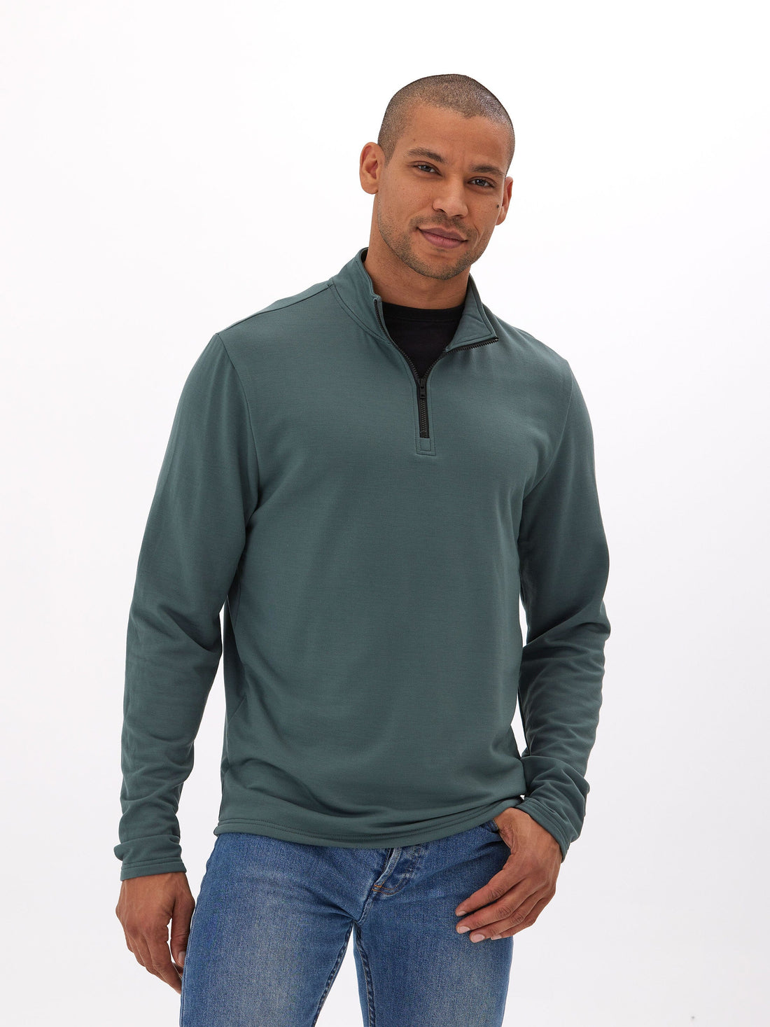 Kace Modal Fleece Quarter Zip Mock Neck Sweatshirt for Men