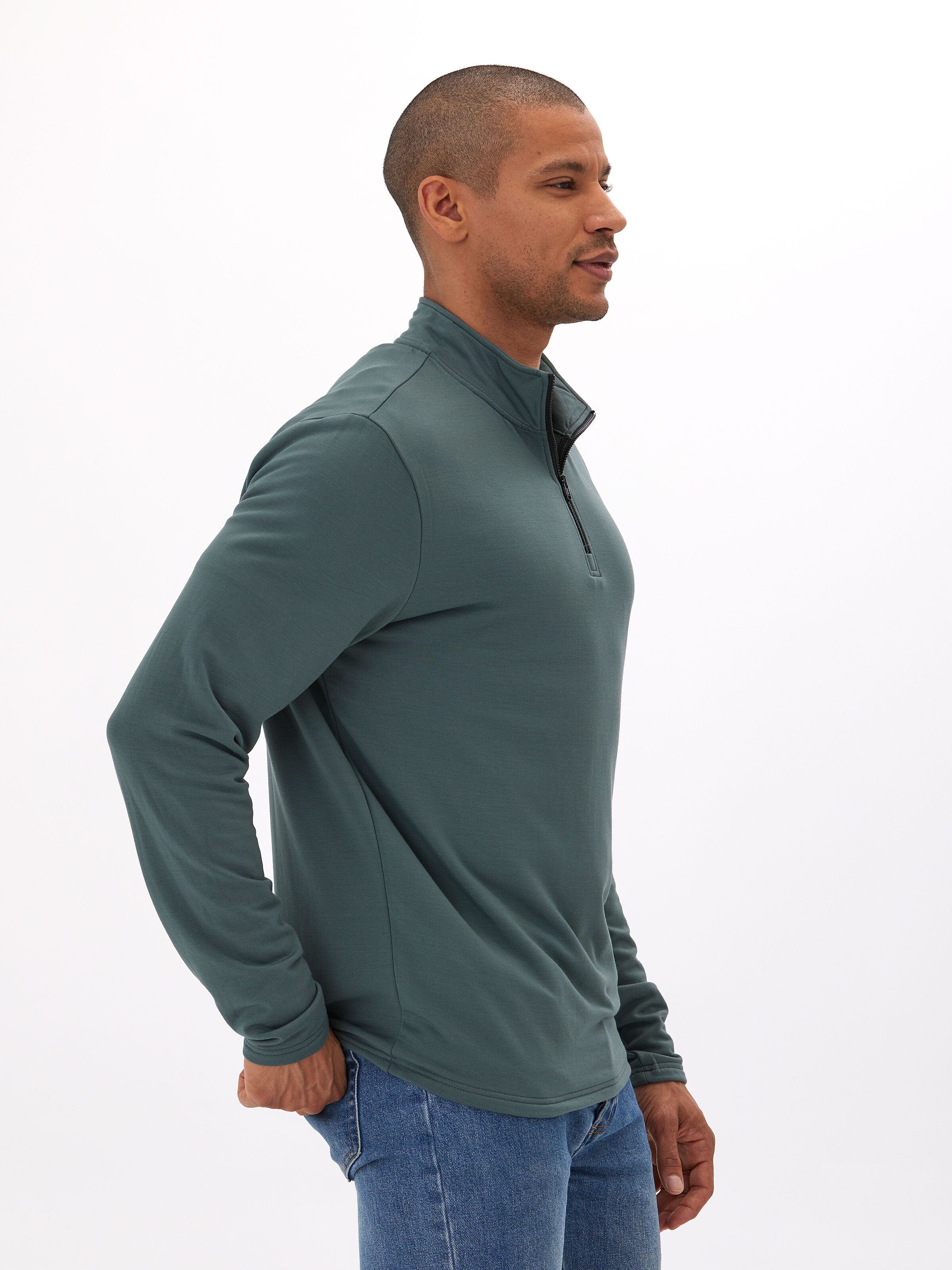 Kace Modal Fleece Quarter Zip Mock Neck Sweatshirt for Men