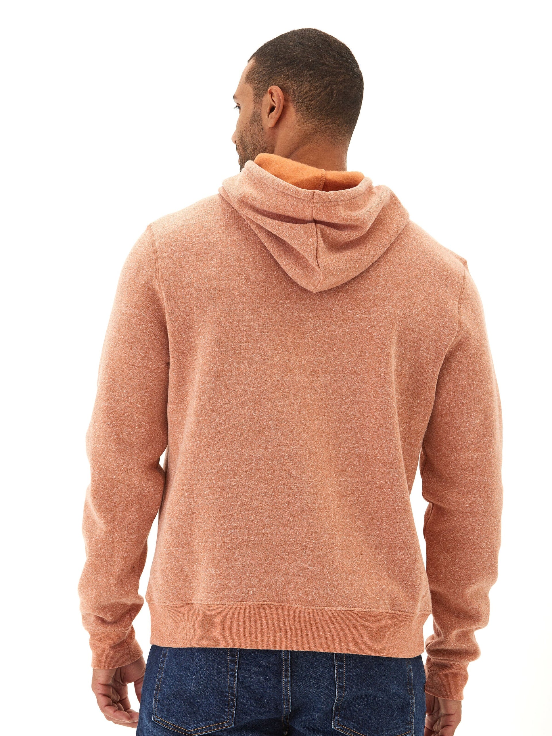 Embroidered Triblend Fleece Hoodie for Men in Rust and Heathered-Orange