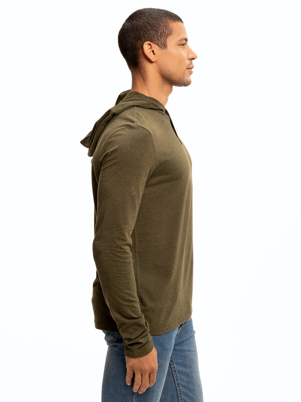 Baseline Long Sleeve Triblend Henley Hoodie for Men and Women
