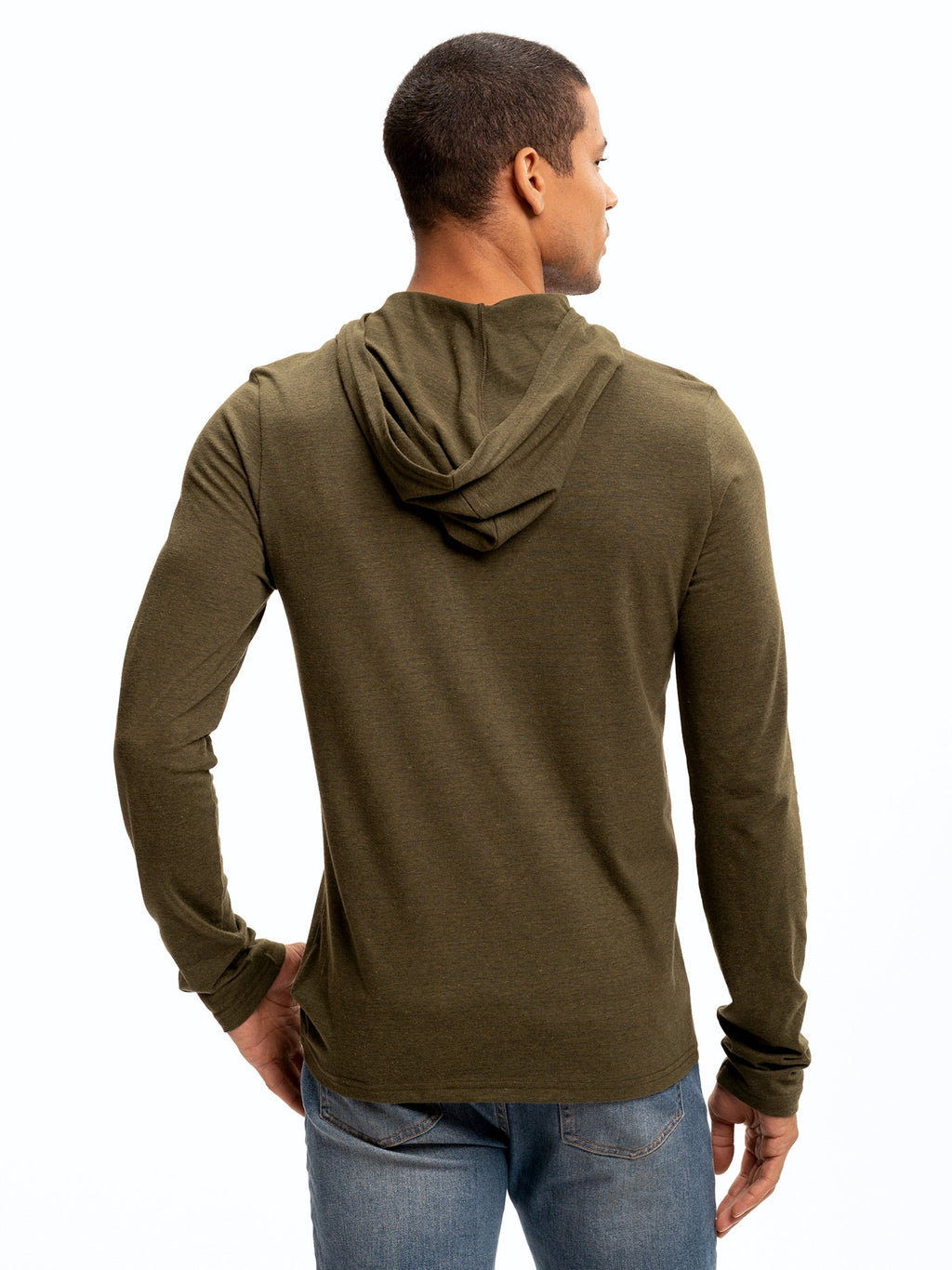 Baseline Long Sleeve Triblend Henley Hoodie for Men and Women