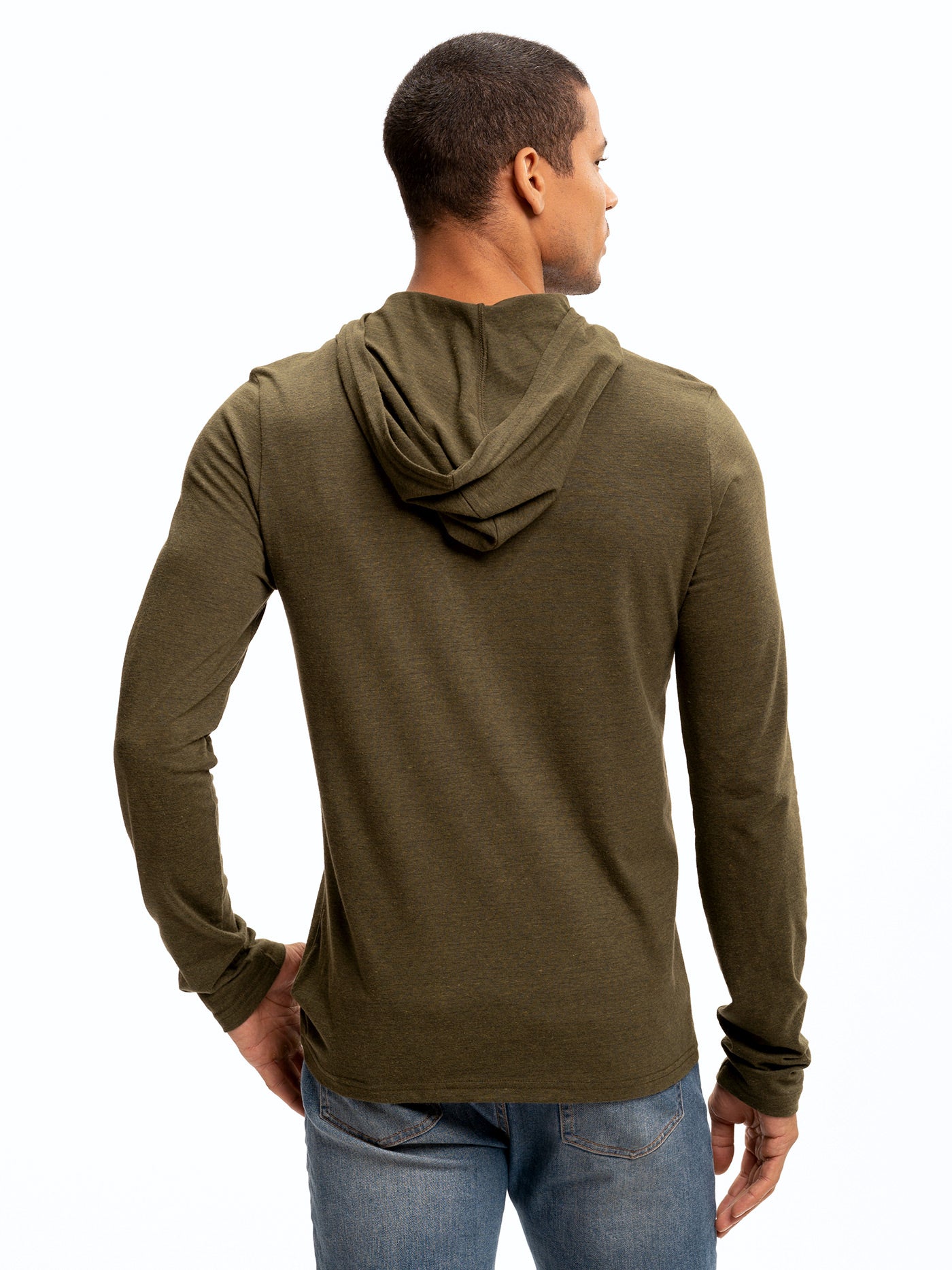 Baseline Long Sleeve Triblend Henley Hoodie for Men and Women
