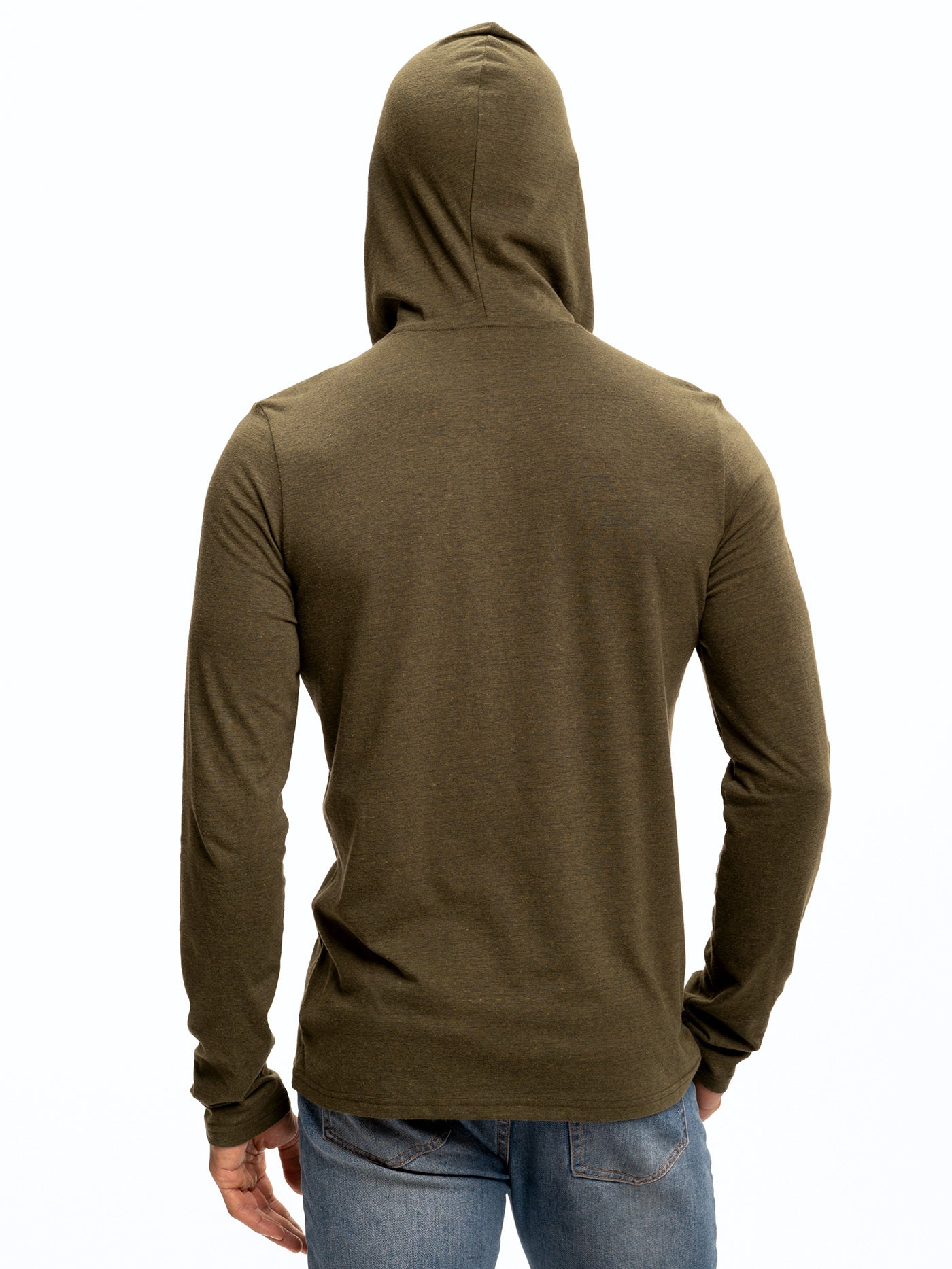 Baseline Long Sleeve Triblend Henley Hoodie for Men and Women