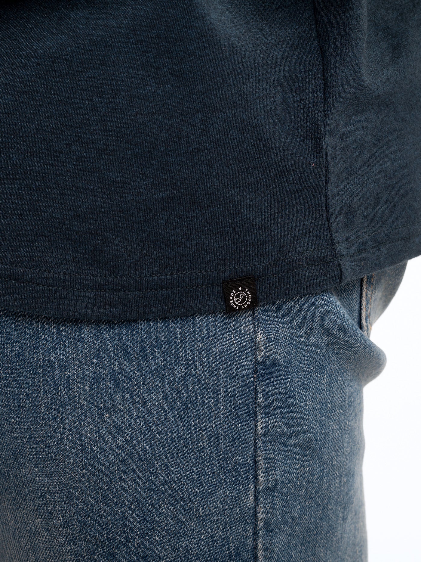 Baseline Long Sleeve Triblend Henley Hoodie in Heathered Navy