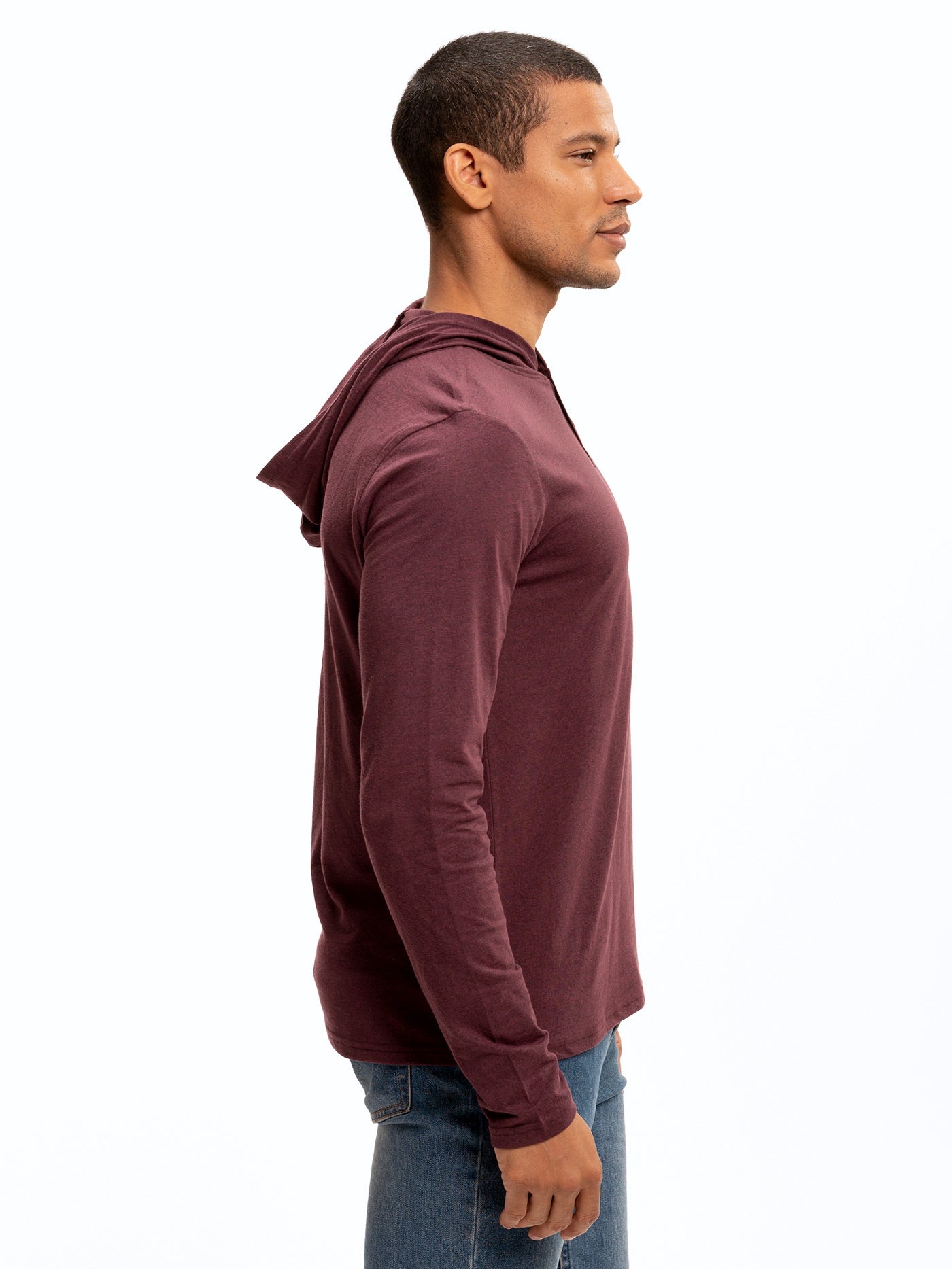 Baseline Long Sleeve Triblend Henley Hoodie for Men and Women