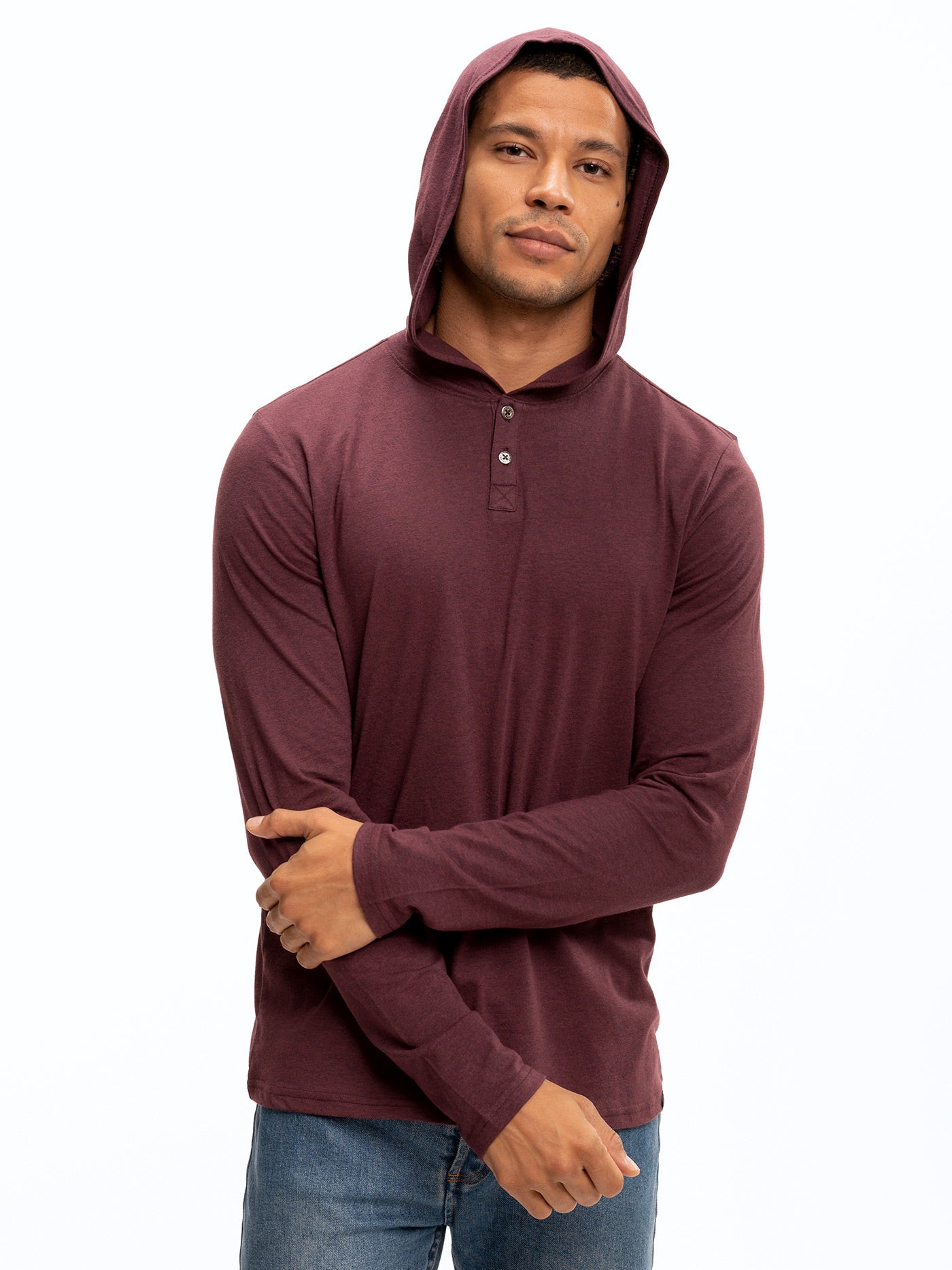 Baseline Long Sleeve Triblend Henley Hoodie for Men and Women