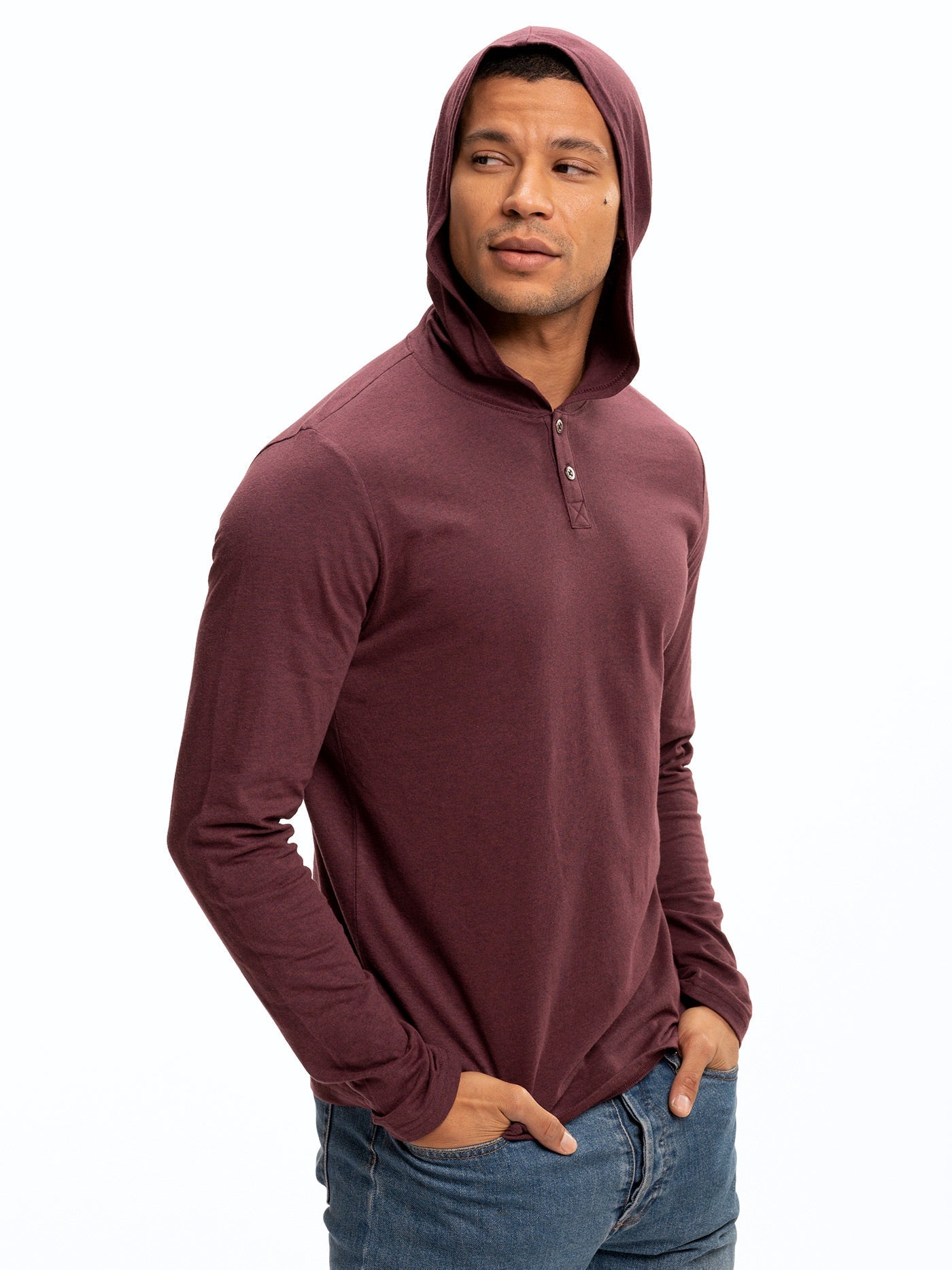 Baseline Long Sleeve Triblend Henley Hoodie for Men and Women