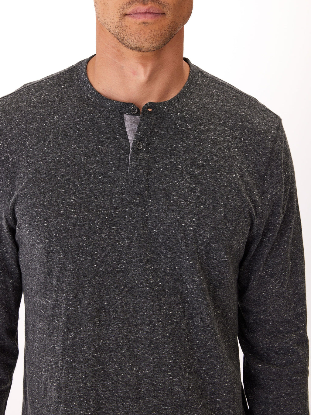 Baseline Long Sleeve Triblend Henley in Charcoal and Grey