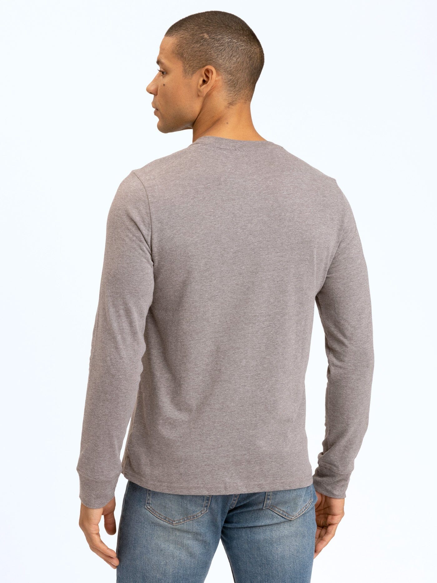 Baseline Men’s Long Sleeve Triblend Henley Shirt in Grey