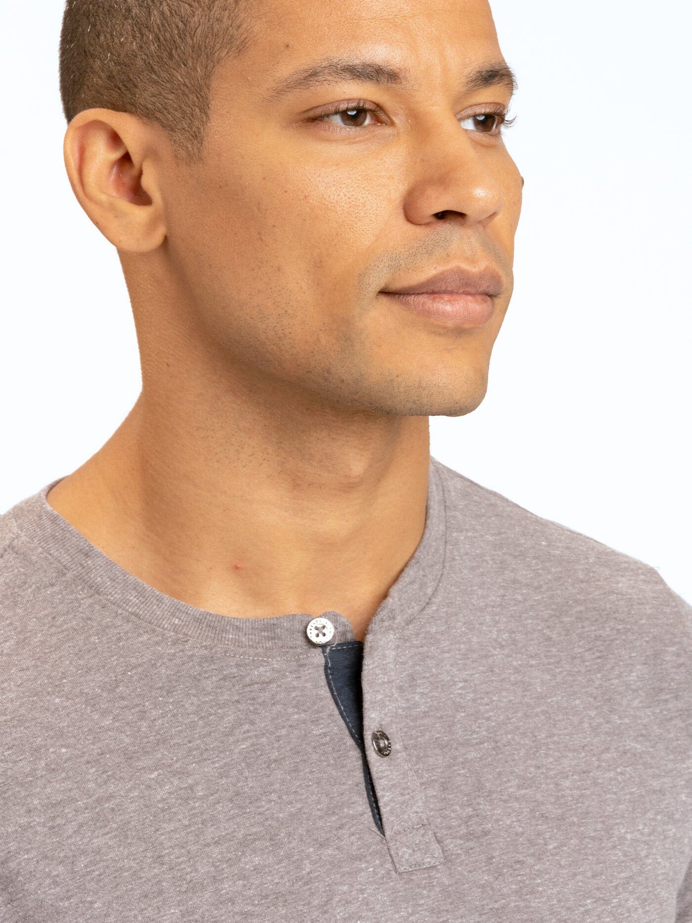Baseline Men’s Long Sleeve Triblend Henley Shirt in Grey