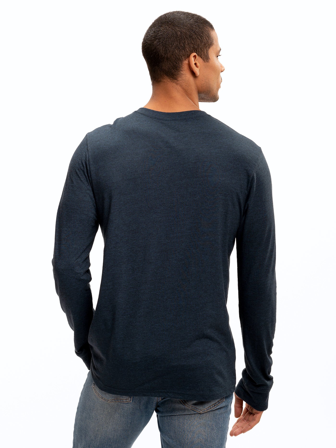 Baseline Long Sleeve Triblend Henley Shirt with Contrast Trim