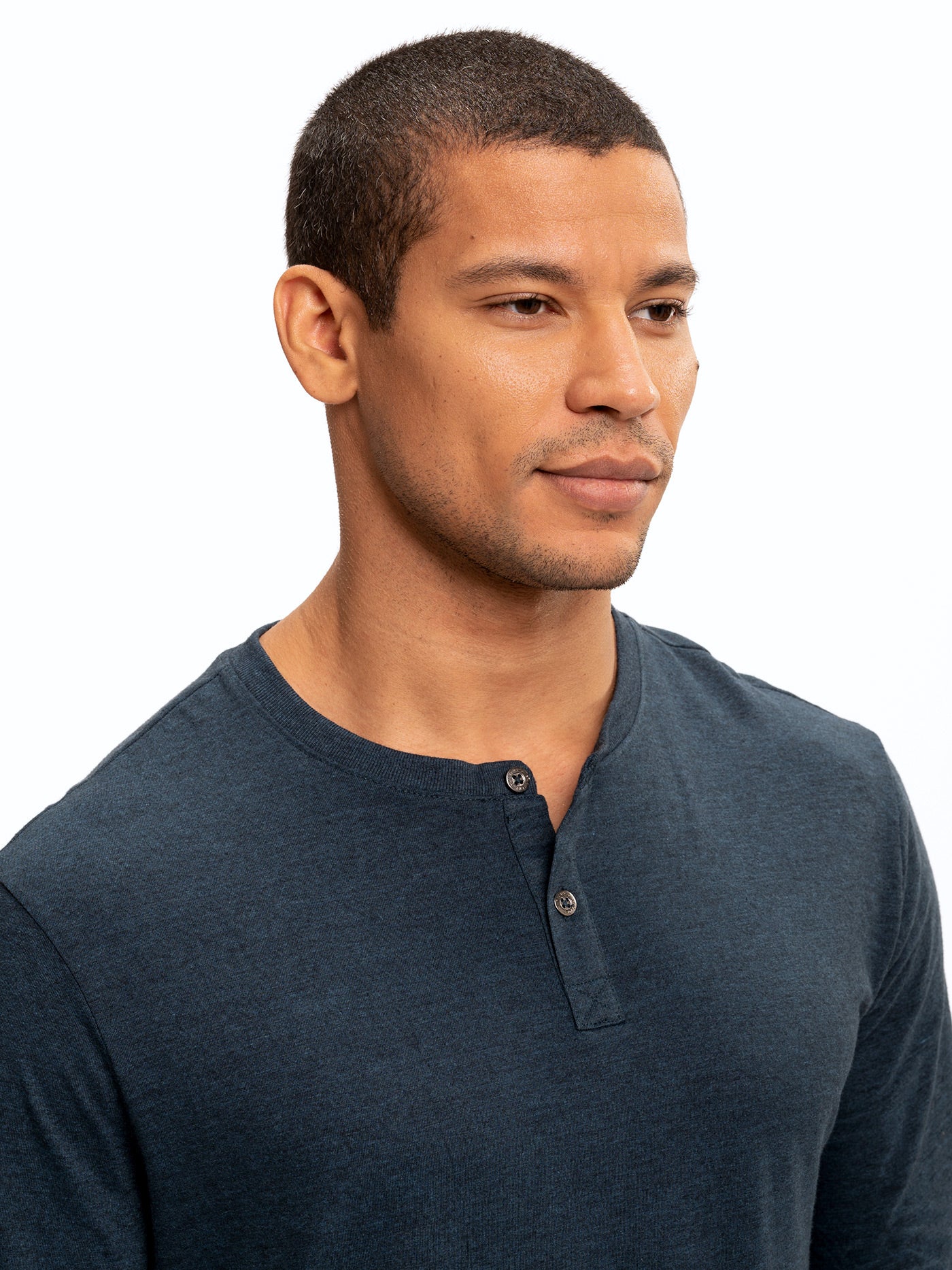 Baseline Long Sleeve Triblend Henley Shirt with Contrast Trim