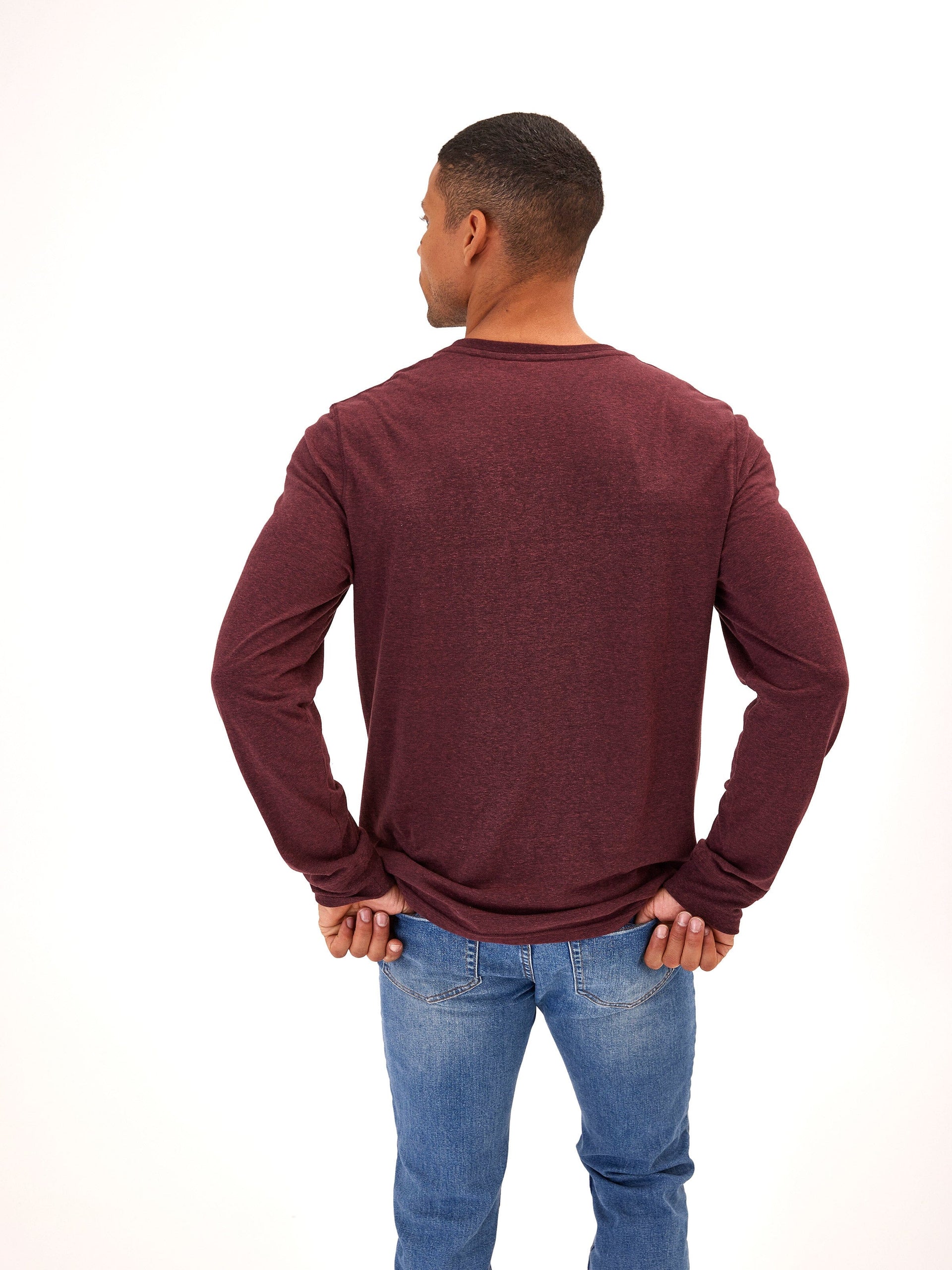 Classic Long Sleeve Triblend Henley Shirt with Contrast Trim