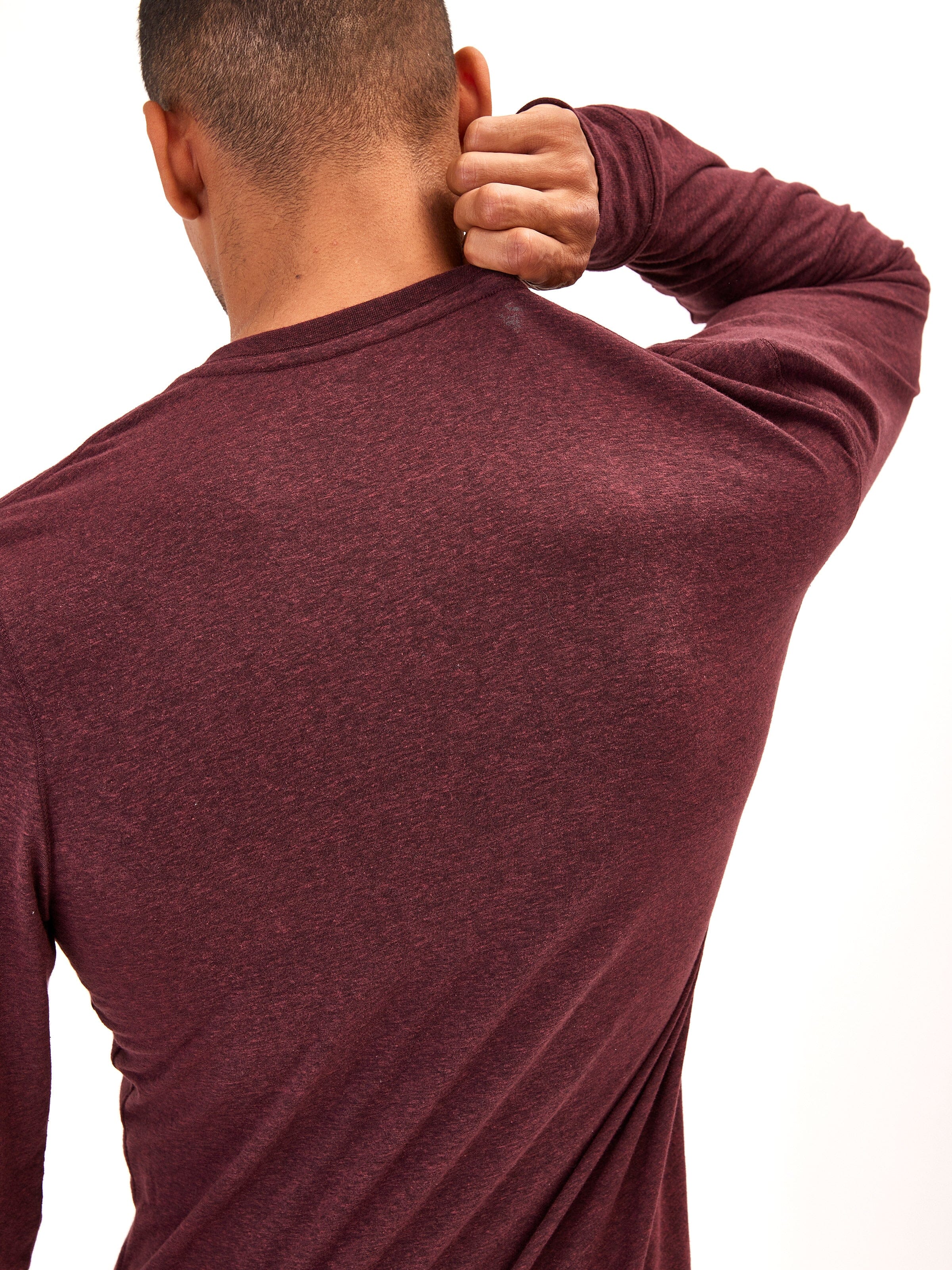 Classic Long Sleeve Triblend Henley Shirt with Contrast Trim