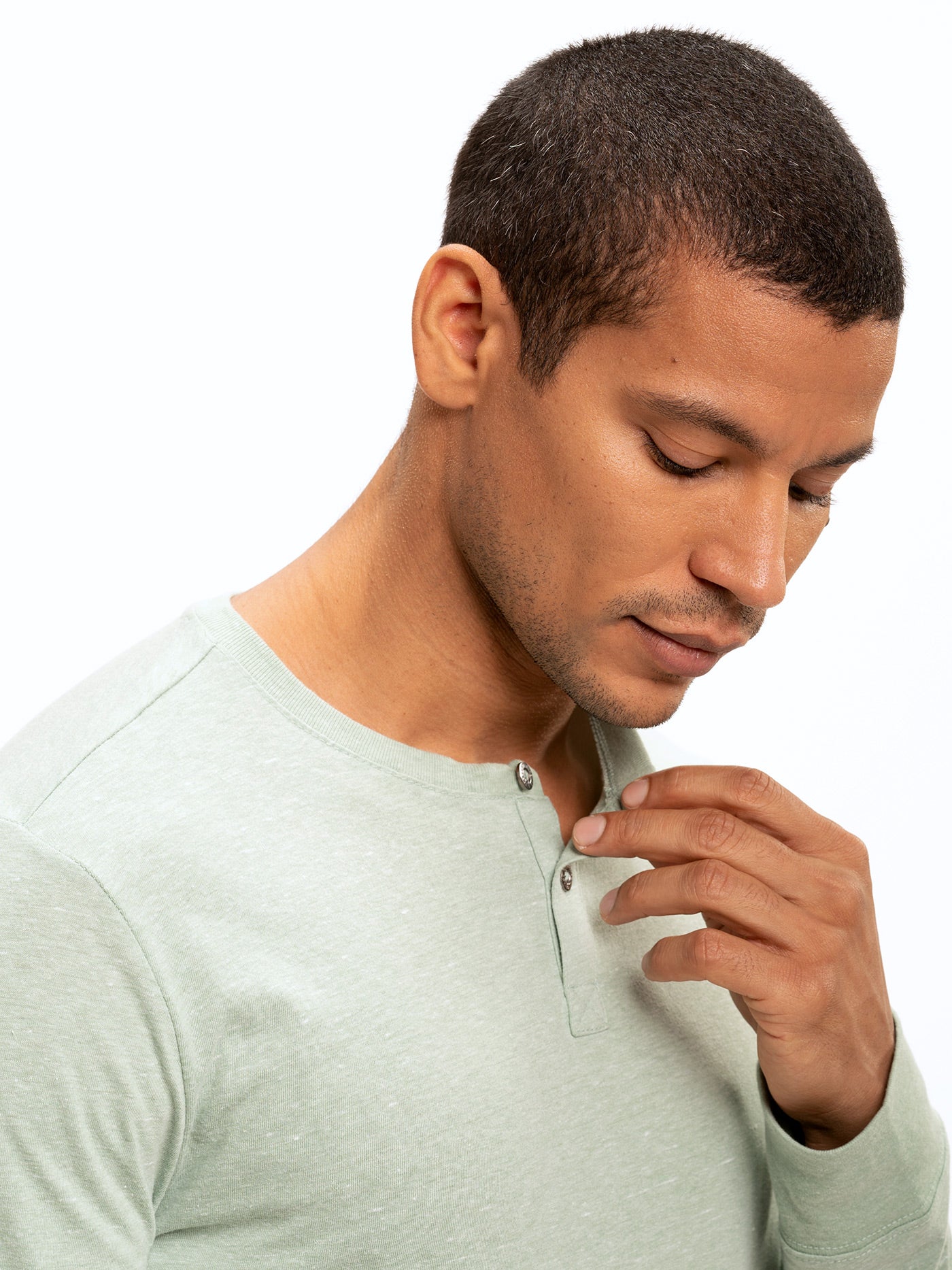 Baseline Long Sleeve Triblend Henley: Minimalist Casual Knit Top
